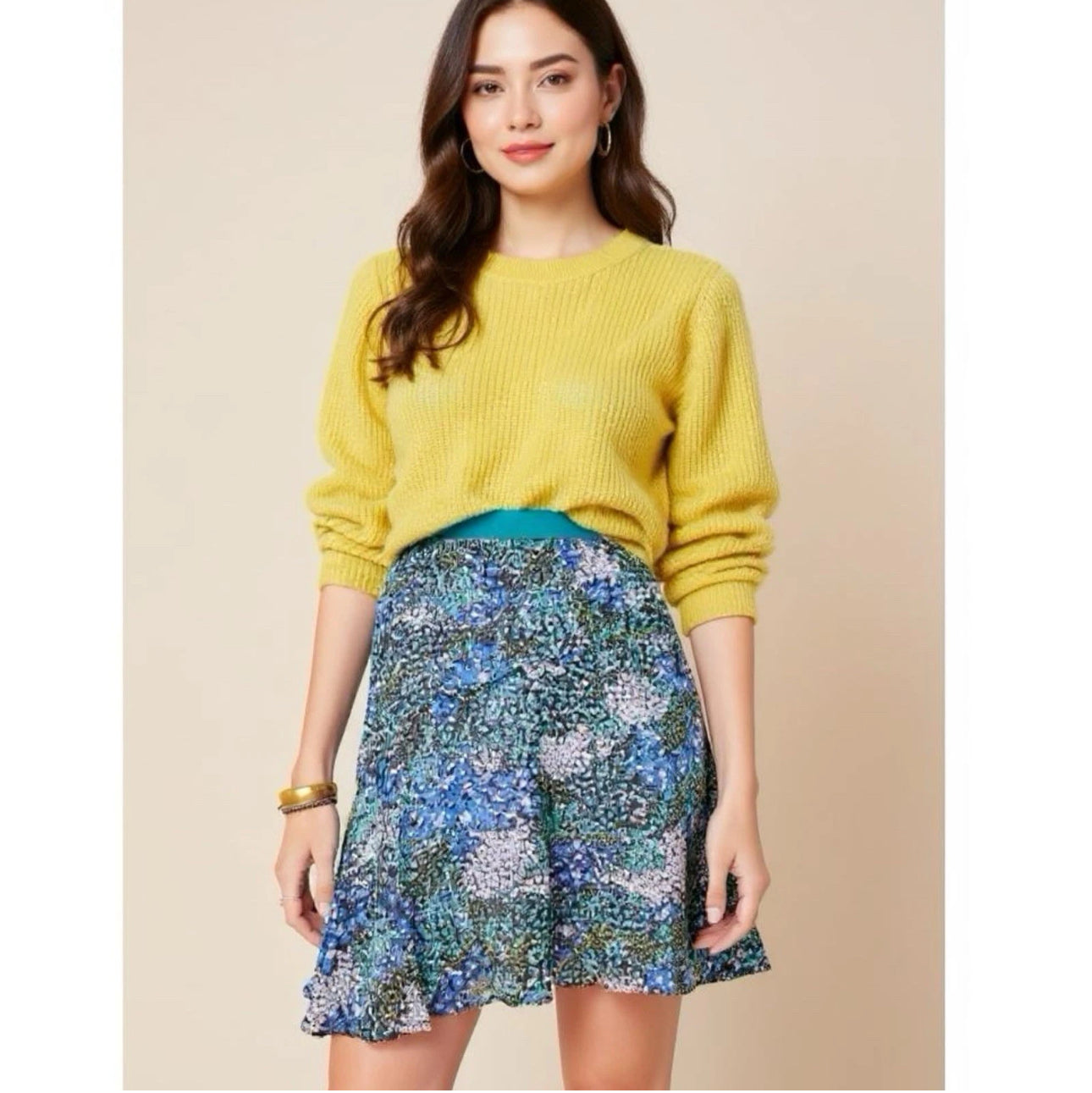 Anthropologie Maeve Cottage Floral Abstract Chiffon Skirt Women’s Sz L NWT