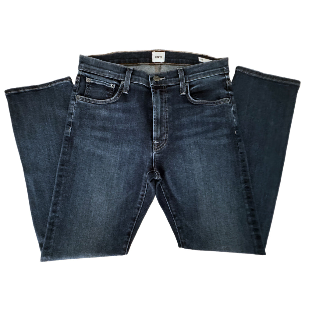 Edwin Demi Slim Straight Jean Womens Sz 28 Mid Rise Tempest Dark Denim MSRP $185