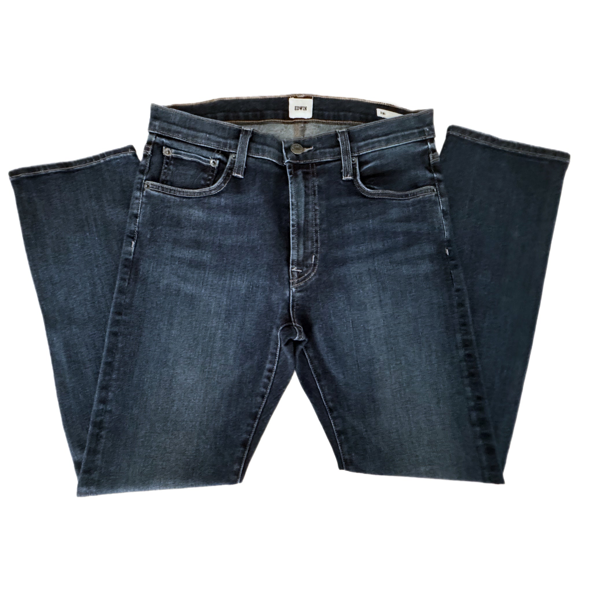 Edwin Demi Slim Straight Jean Womens Sz 28 Mid Rise Tempest Dark Denim MSRP $185