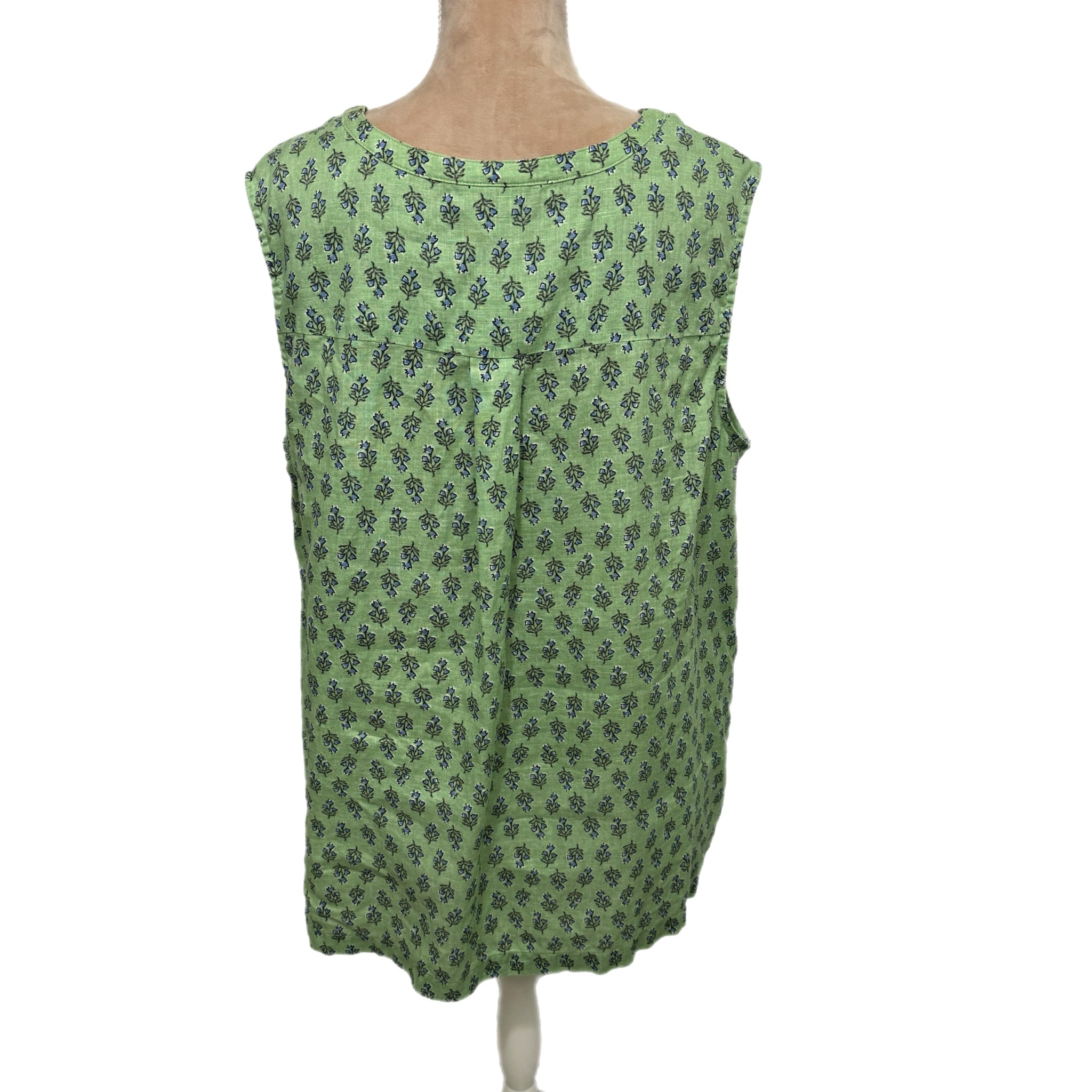 J. Jill Linen Tank Blouse Multi Green Floral Women’s Sz 2X Coastal Preppy