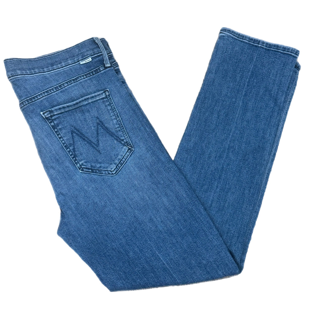 MOTHER Jeans Sz 32 Mid Rise Straight Ankle Denim We The Animals Wash 90s Dazzler