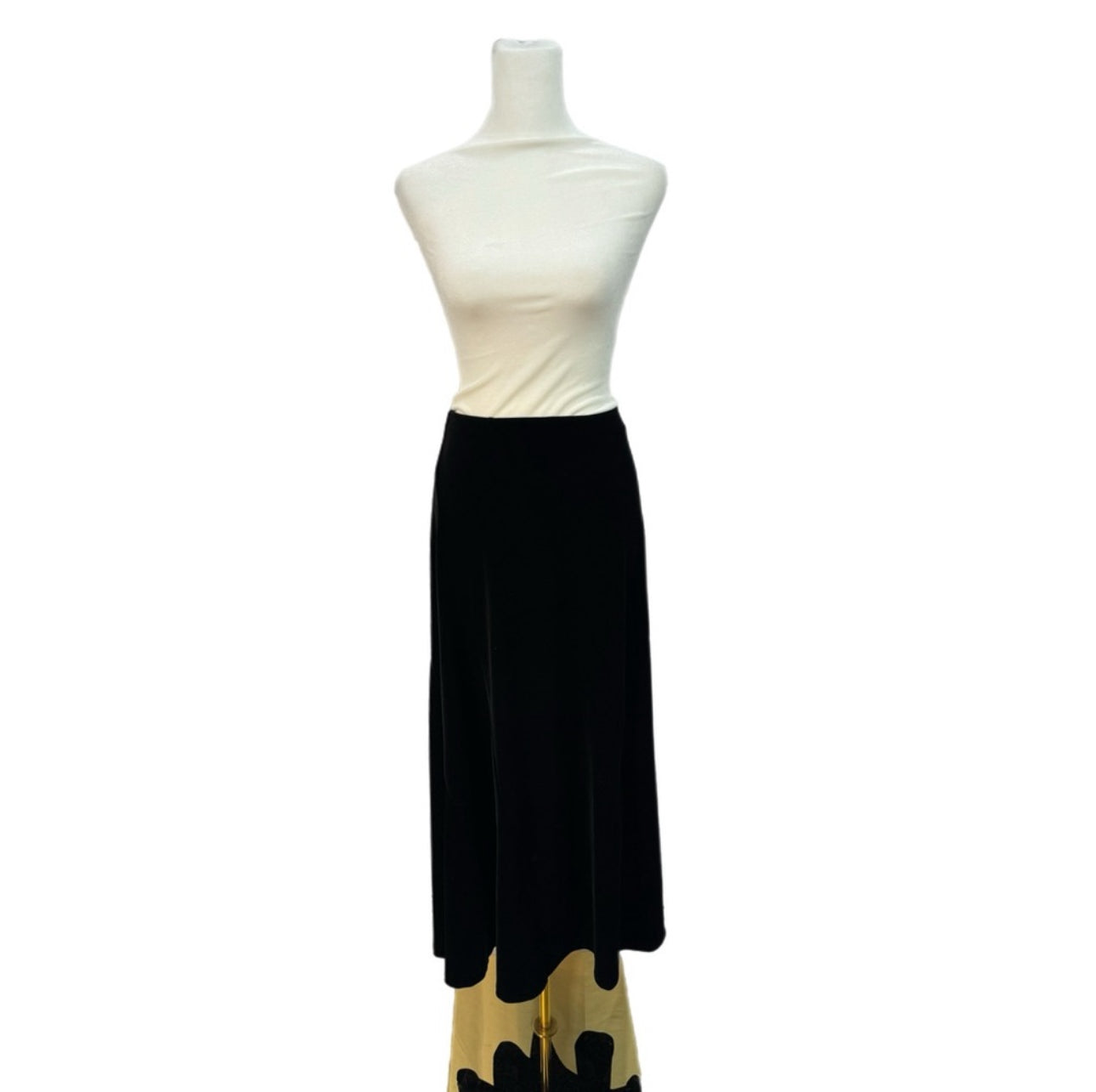 COLDWATER CREEK Womens Velvet Black Midi Skirt A Line Stretchy Mid Rise Sz XL