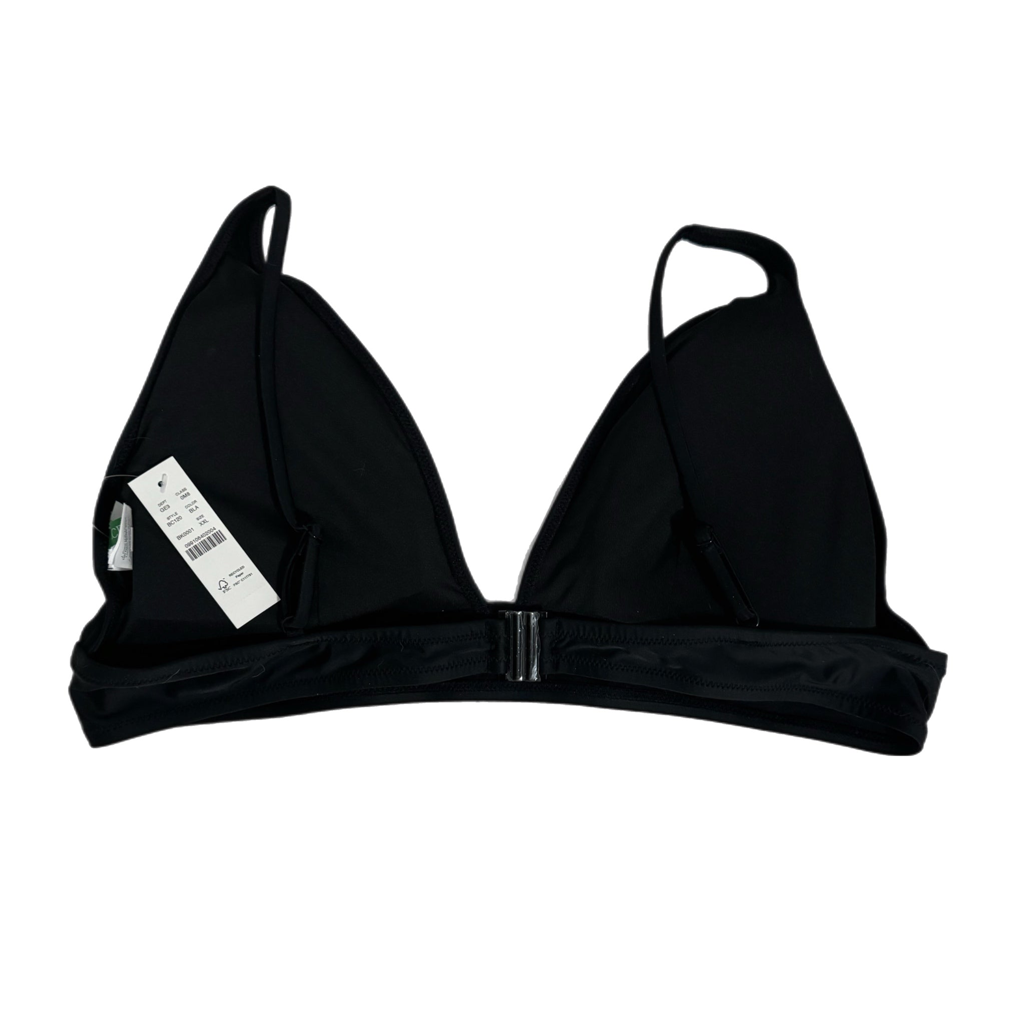 J Crew NWT Womens Plunge Bikini Top Black Swimsuit Top Triangle MSRP $79 Sz XXL