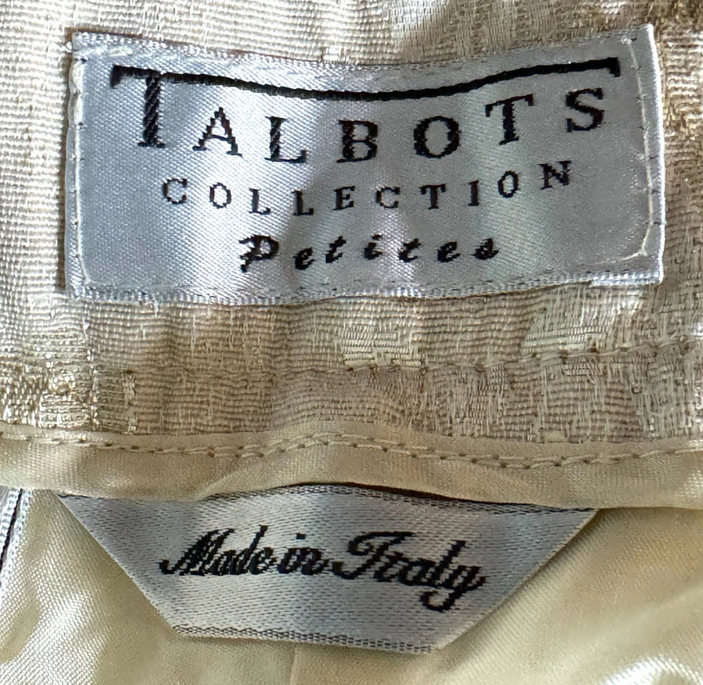 TALBOTS Petites Made In Italy Metallic Floral Brocade Pant Elegant Trouser Sz 8/10