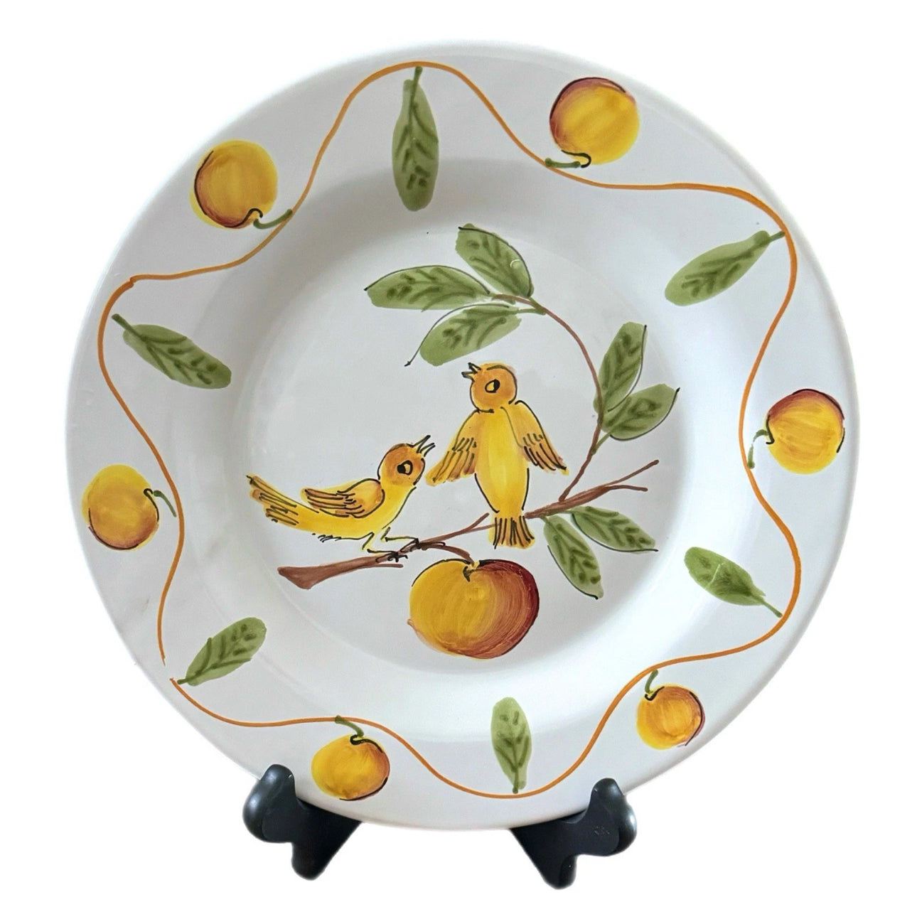 Lillian Vernon Made In Italy Yellow Birds Ceramic Decor Plate Painted Italian 9”