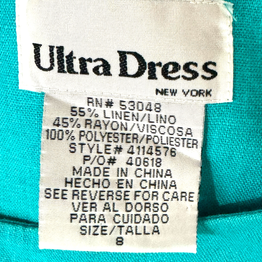 Vintage ULTRA DRESS NY Linen Blend Shift Dress Coastal Embroidery Cape Cod Sz 8