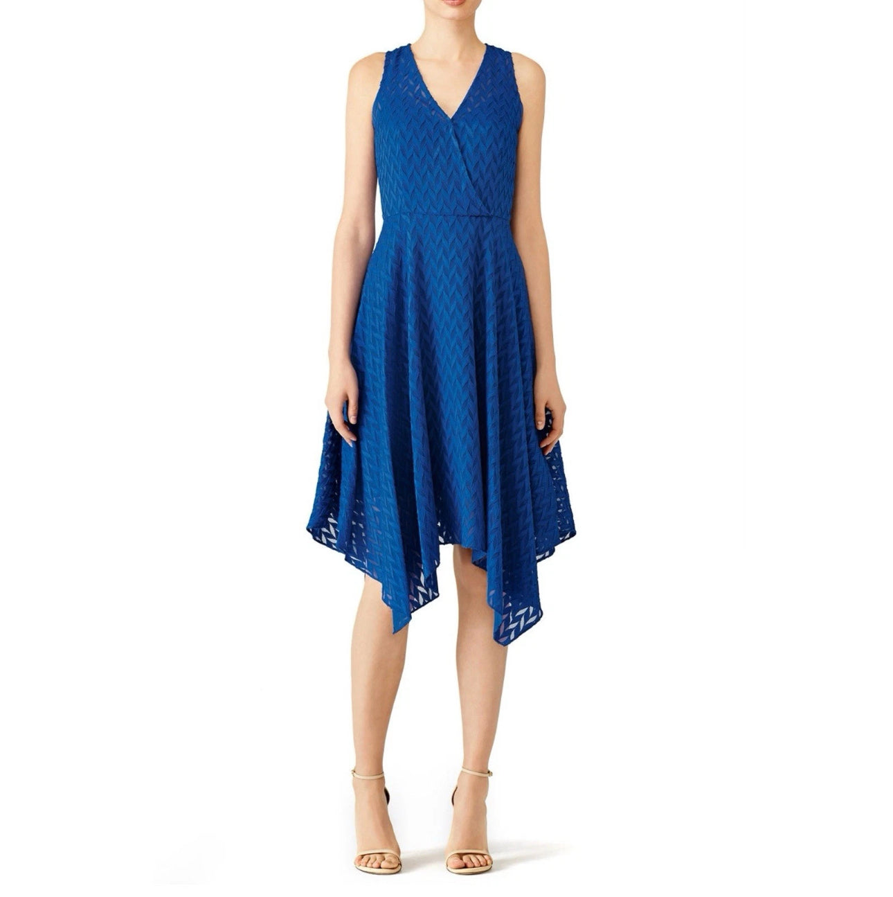 1 Shoshanna Emmy Cobalt Blue Midi Dress V-Neck Designer Classic Size 4 – MSRP $330