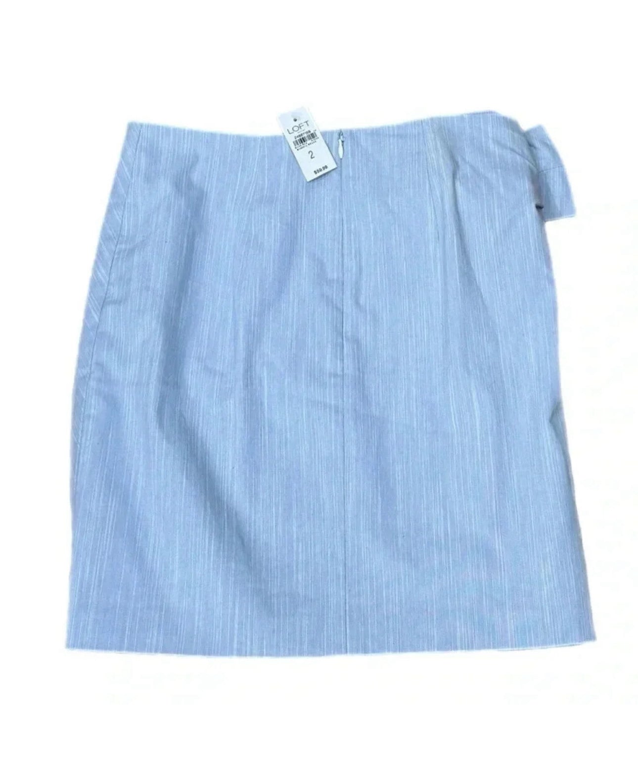 NWT ANN TAYLOR LOFT Coastal Blue Pencil Skirt Bow Front Back Zip Lined Sz 2 XS