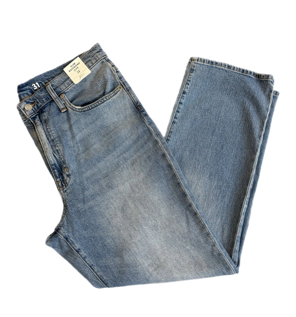 NWT J. Crew Women’s Slim Boyfriend Jeans Straight Leg Light Wash Denim Sz 31