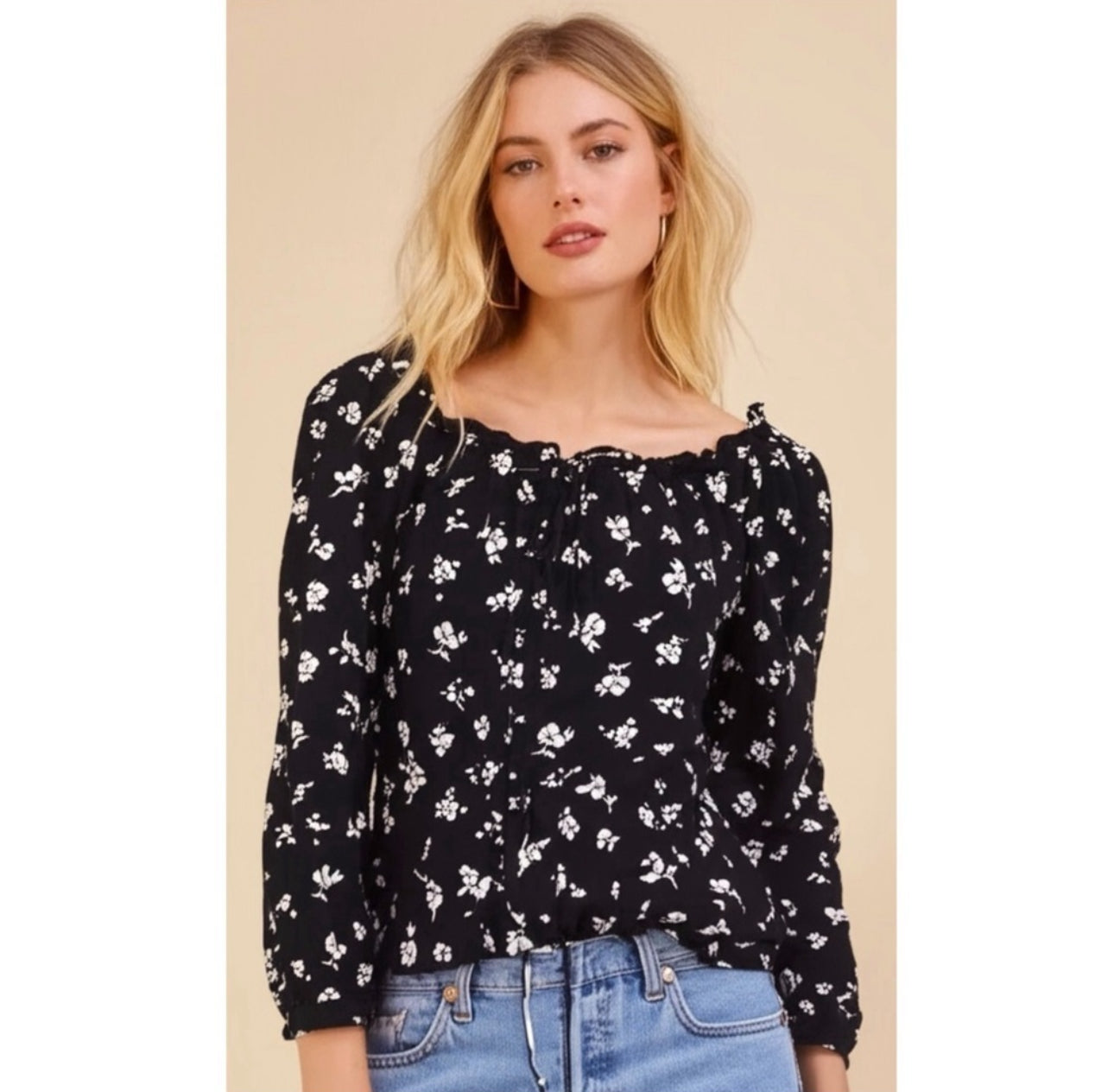 Designer JAMIE MIZRAHI Sweet Baby Jamie Blouse Black Floral Sz S/M NWT MSRP $230