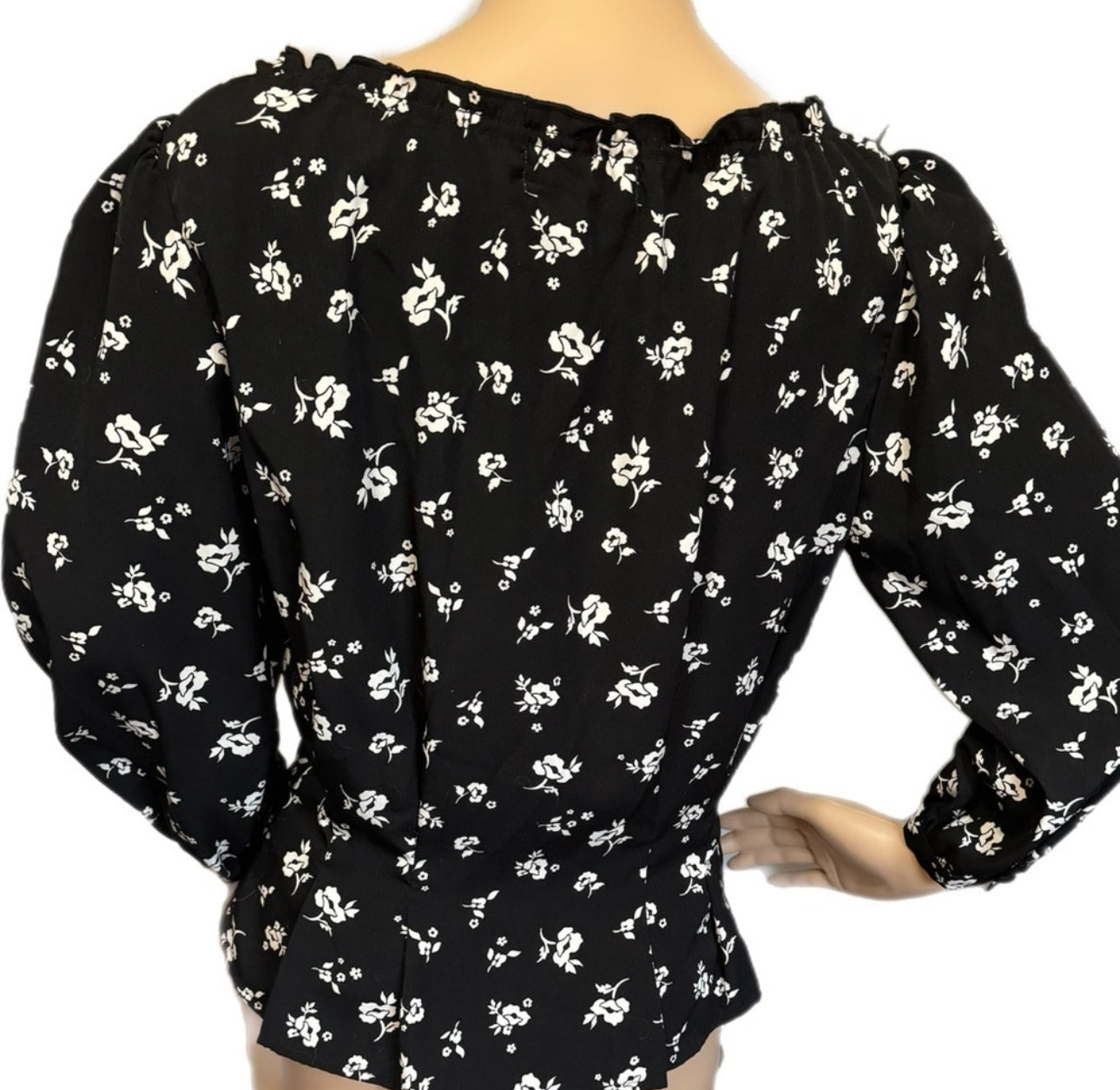 Designer JAMIE MIZRAHI Sweet Baby Jamie Blouse Black Floral Sz S/M NWT MSRP $230