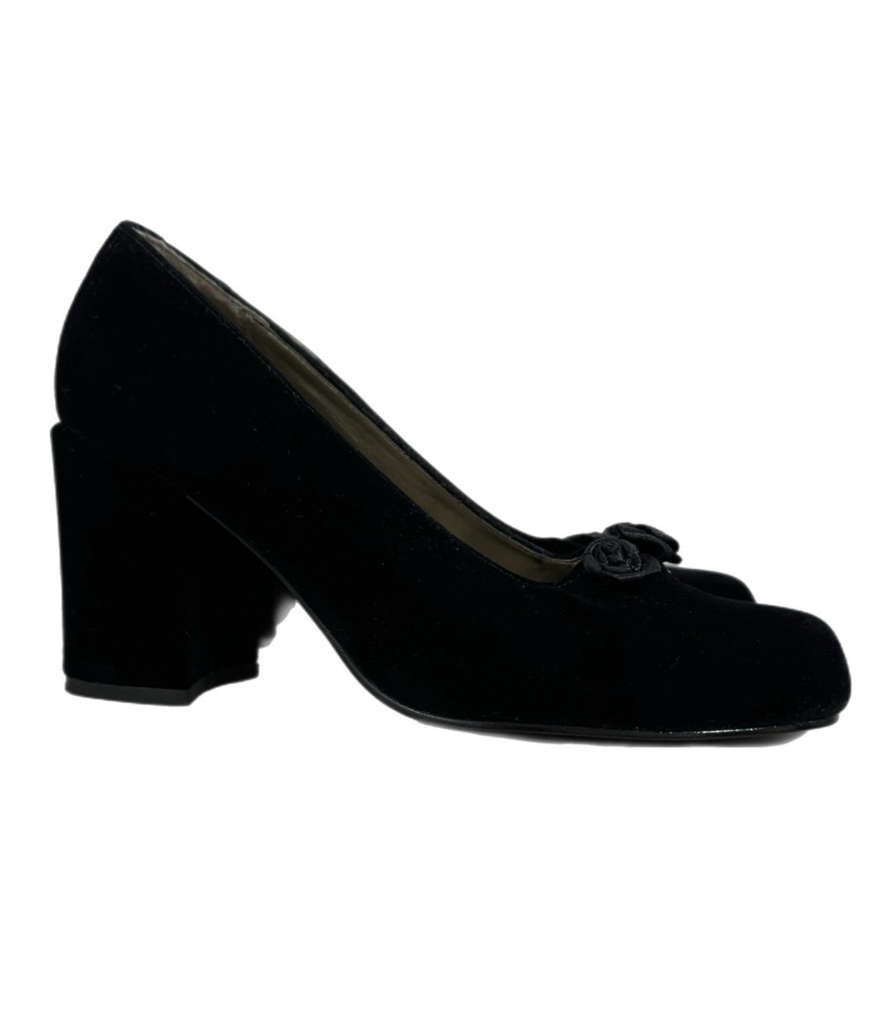 Kenneth Cole Unlisted VINTAGE 90s Black Velvet High Heels Block Round Toe Sz 8