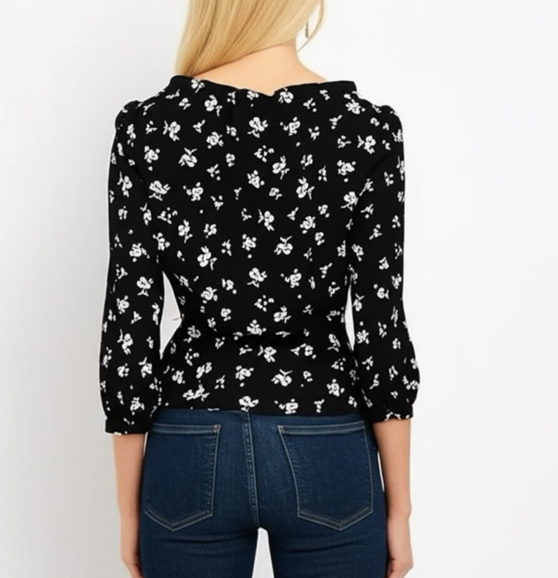 Designer JAMIE MIZRAHI Sweet Baby Jamie Blouse Black Floral Sz S/M NWT MSRP $230