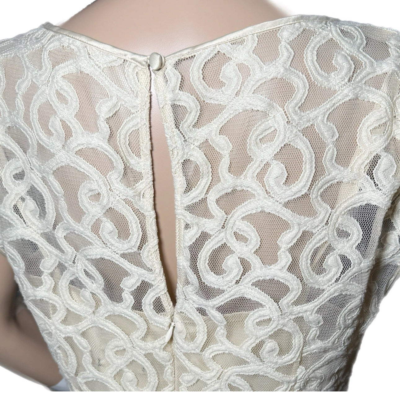 Adrianna Papell Women’s Ivory Dress Floral Lace Short Cap Sleeve Sheath Sz 8