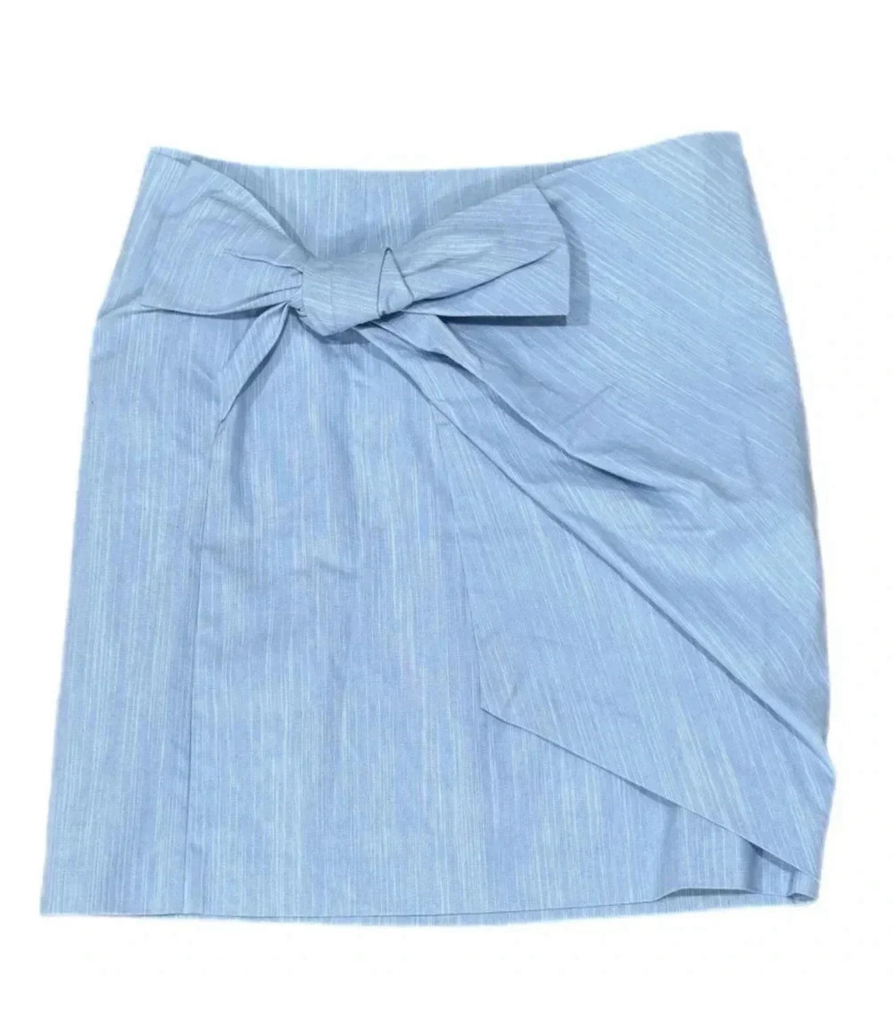 NWT ANN TAYLOR LOFT Coastal Blue Pencil Skirt Bow Front Back Zip Lined Sz 2 XS