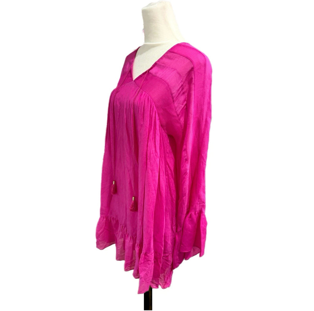 Rachel Zoe Designer Silk Boho Ruffle Lightweight Dress Long Sleeve Women’s Sz 2