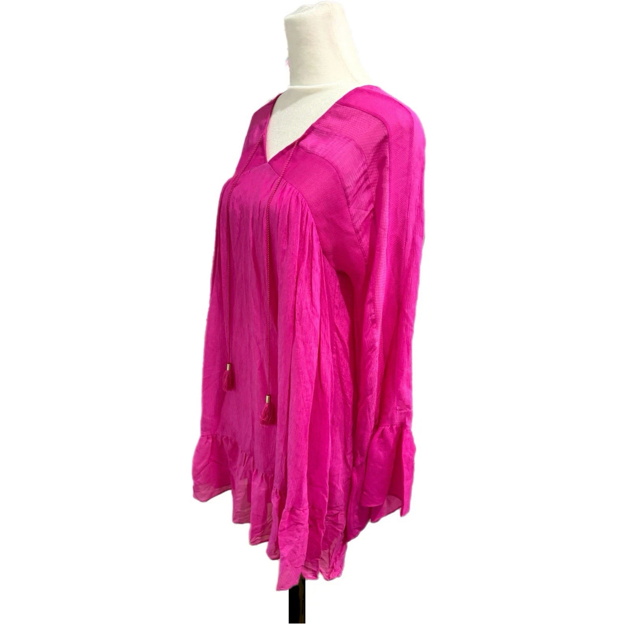 Rachel Zoe Designer Silk Boho Ruffle Lightweight Dress Long Sleeve Women’s Sz 2