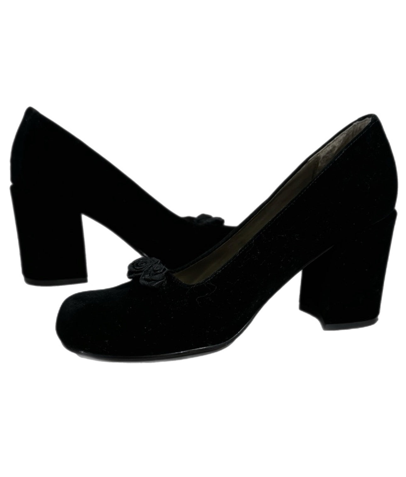 Kenneth Cole Unlisted VINTAGE 90s Black Velvet High Heels Block Round Toe Sz 8