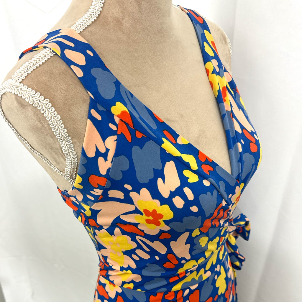 STITCH FIX 41 Hawthorne Faux Maxi Dress Blue Multi Sz Small