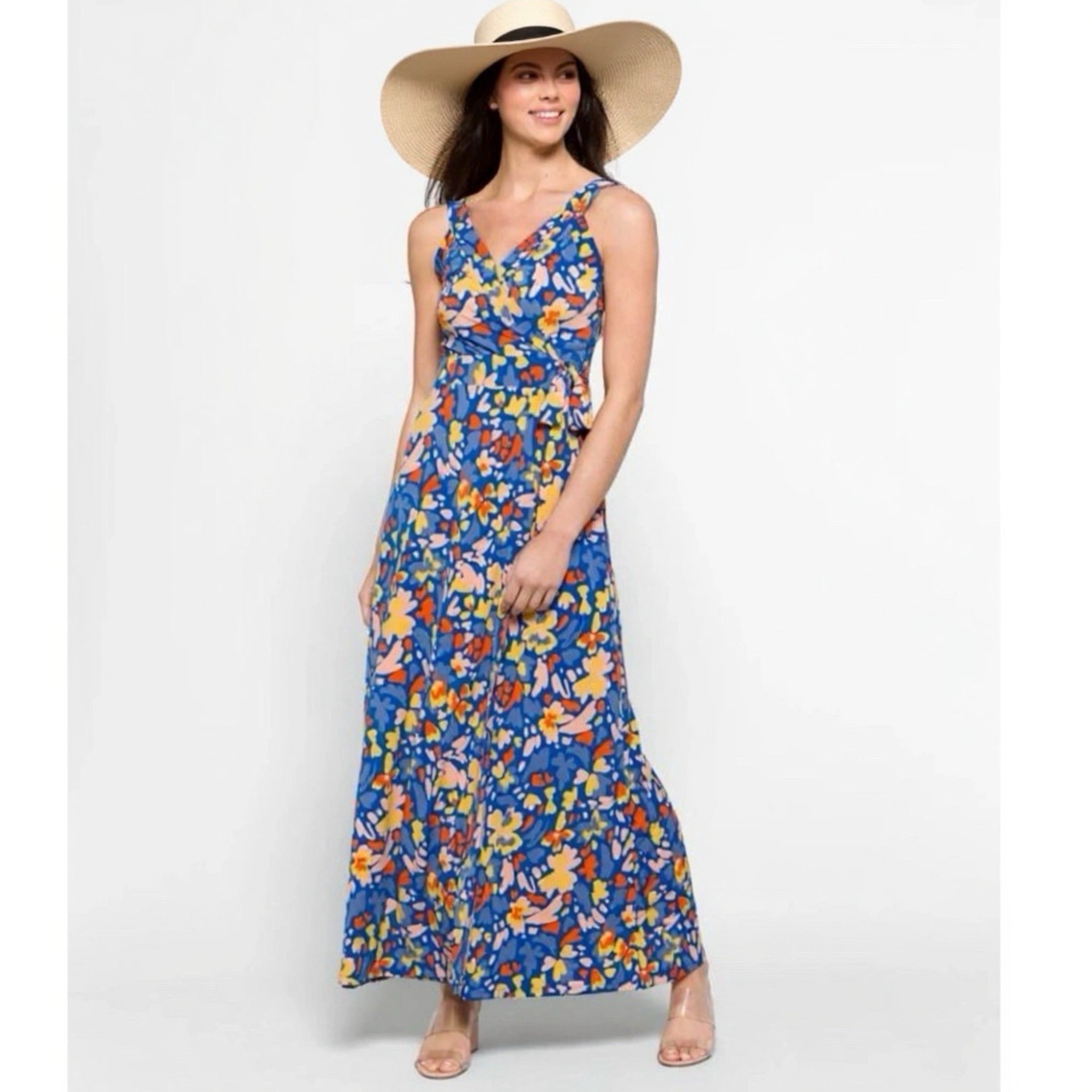 STITCH FIX 41 Hawthorne Faux Maxi Dress Blue Multi Sz Small