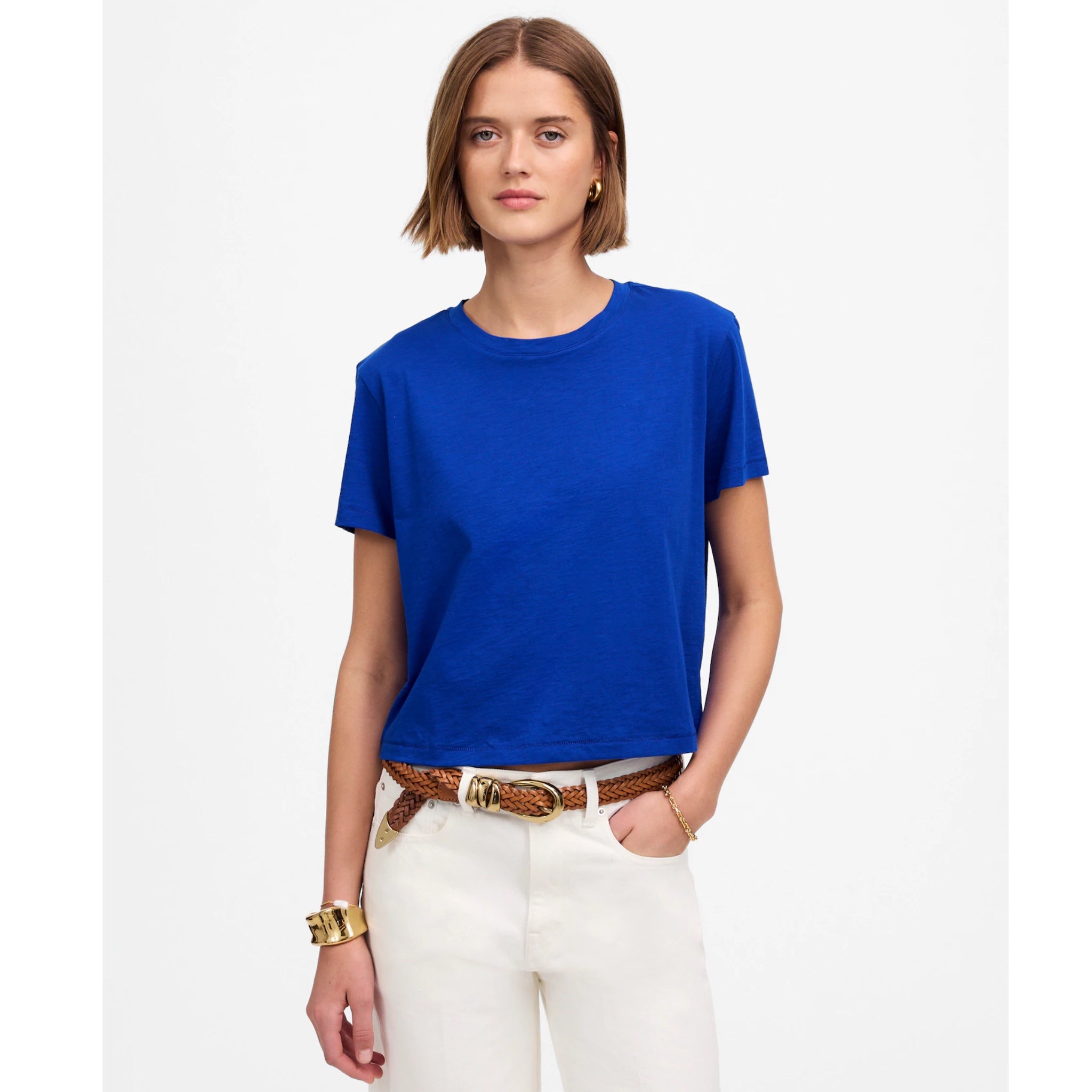 MADEWELL Women’s Slub Tee Shirt Sz M Blue NWT $35 Pima Cotton Short Sleeve Crew