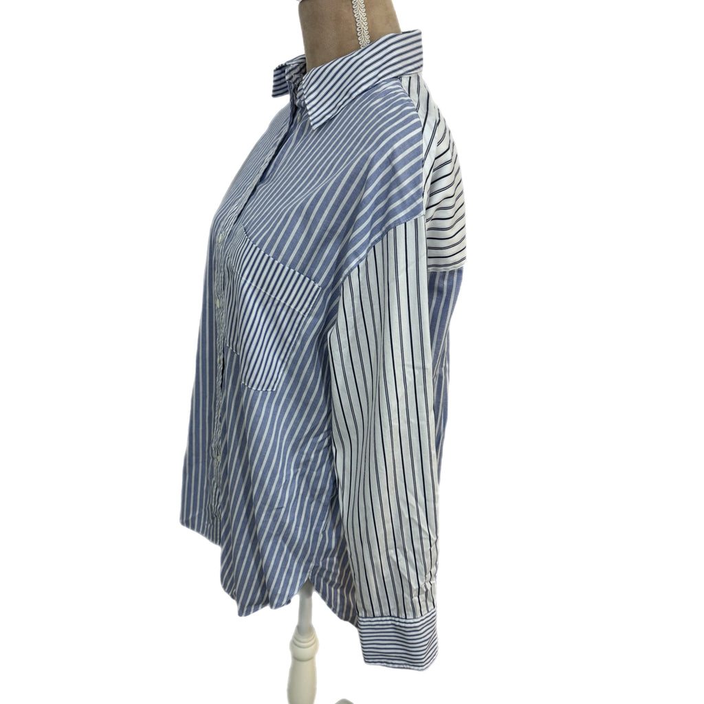 MADEWELL Signature Oversized Blouse Button Up Shirt Preppy Women’s Top Sz M New