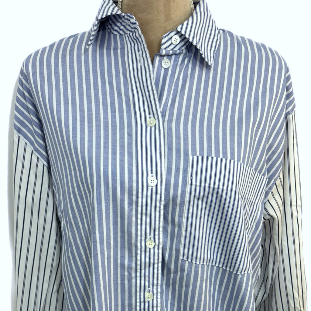 MADEWELL Signature Oversized Blouse Button Up Shirt Preppy Women’s Top Sz M New