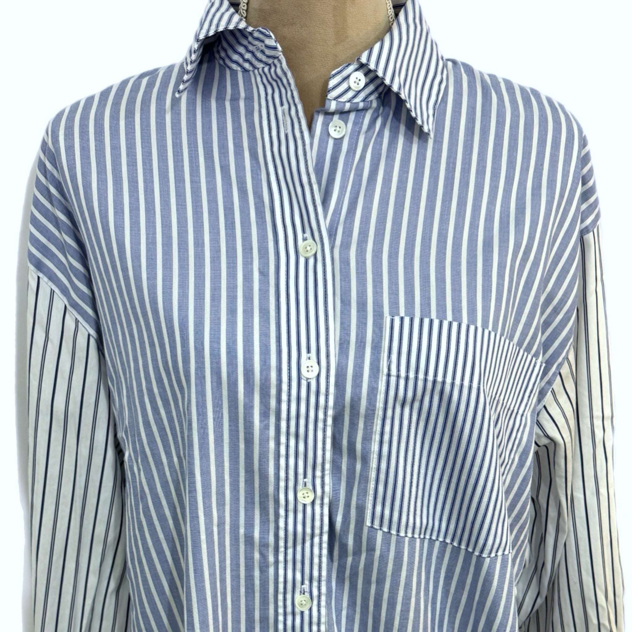 MADEWELL Signature Oversized Blouse Button Up Shirt Preppy Women’s Top Sz M New