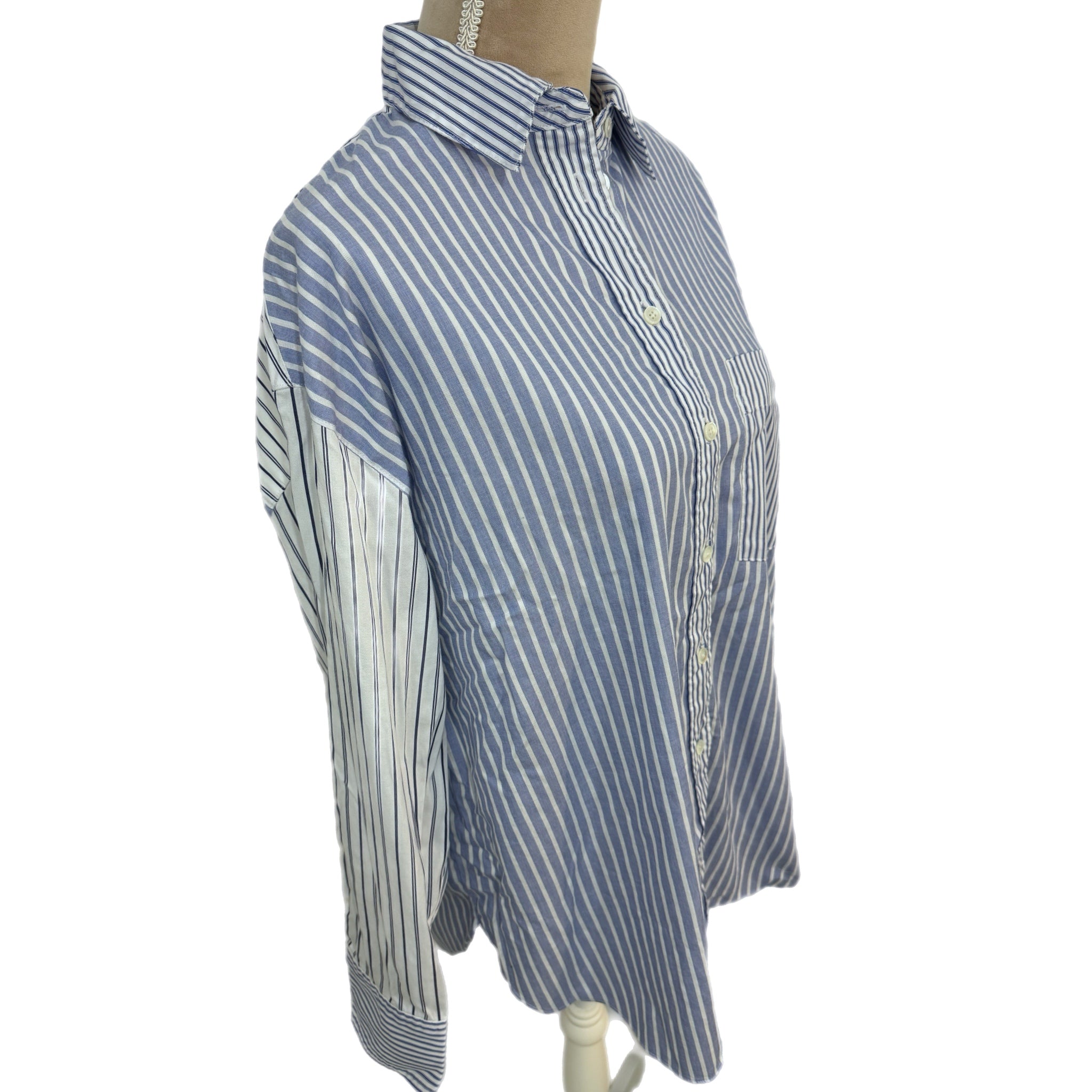 MADEWELL Signature Oversized Blouse Button Up Shirt Preppy Women’s Top Sz M New