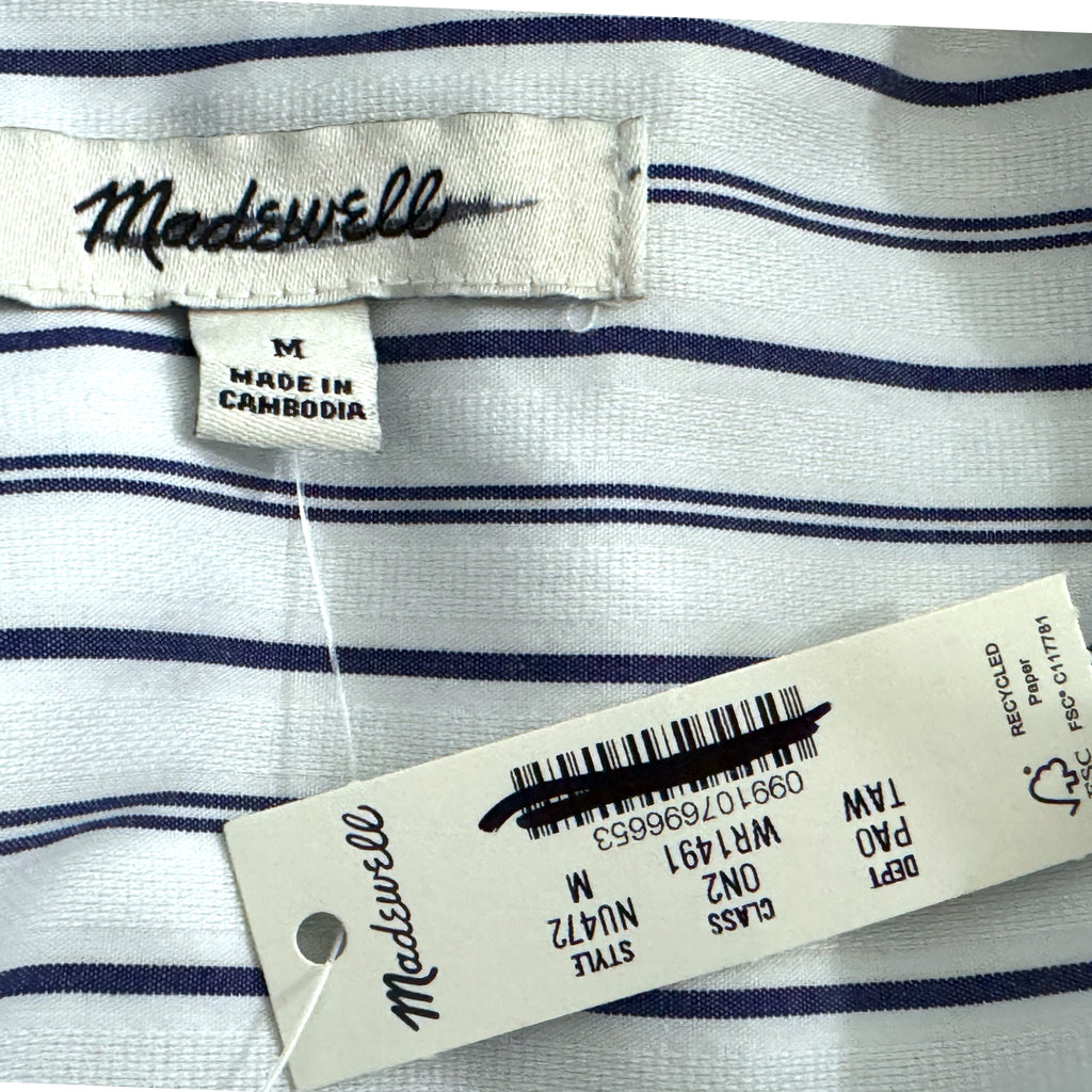 MADEWELL Signature Oversized Blouse Button Up Shirt Preppy Women’s Top Sz M New