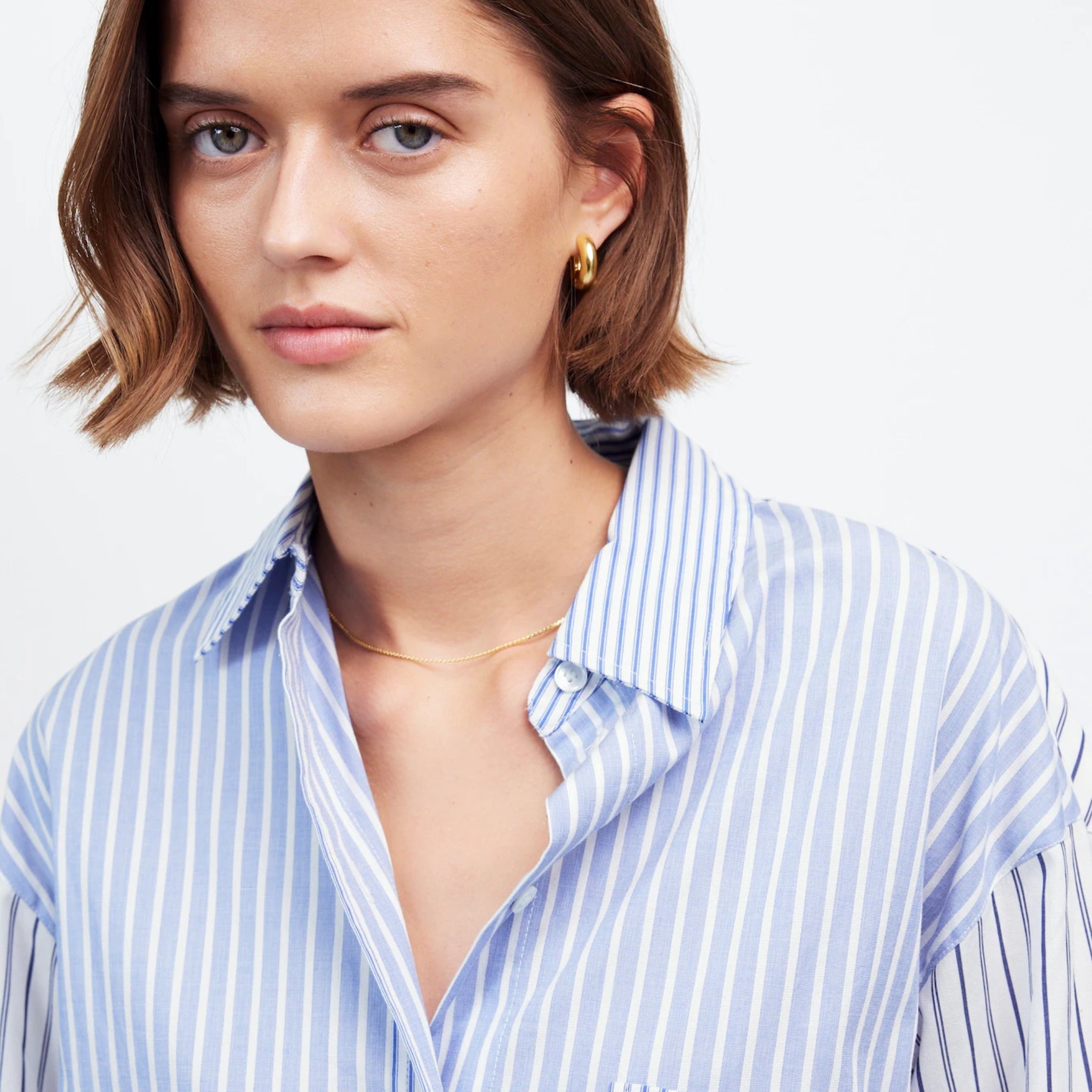 MADEWELL Signature Oversized Blouse Button Up Shirt Preppy Women’s Top Sz M New