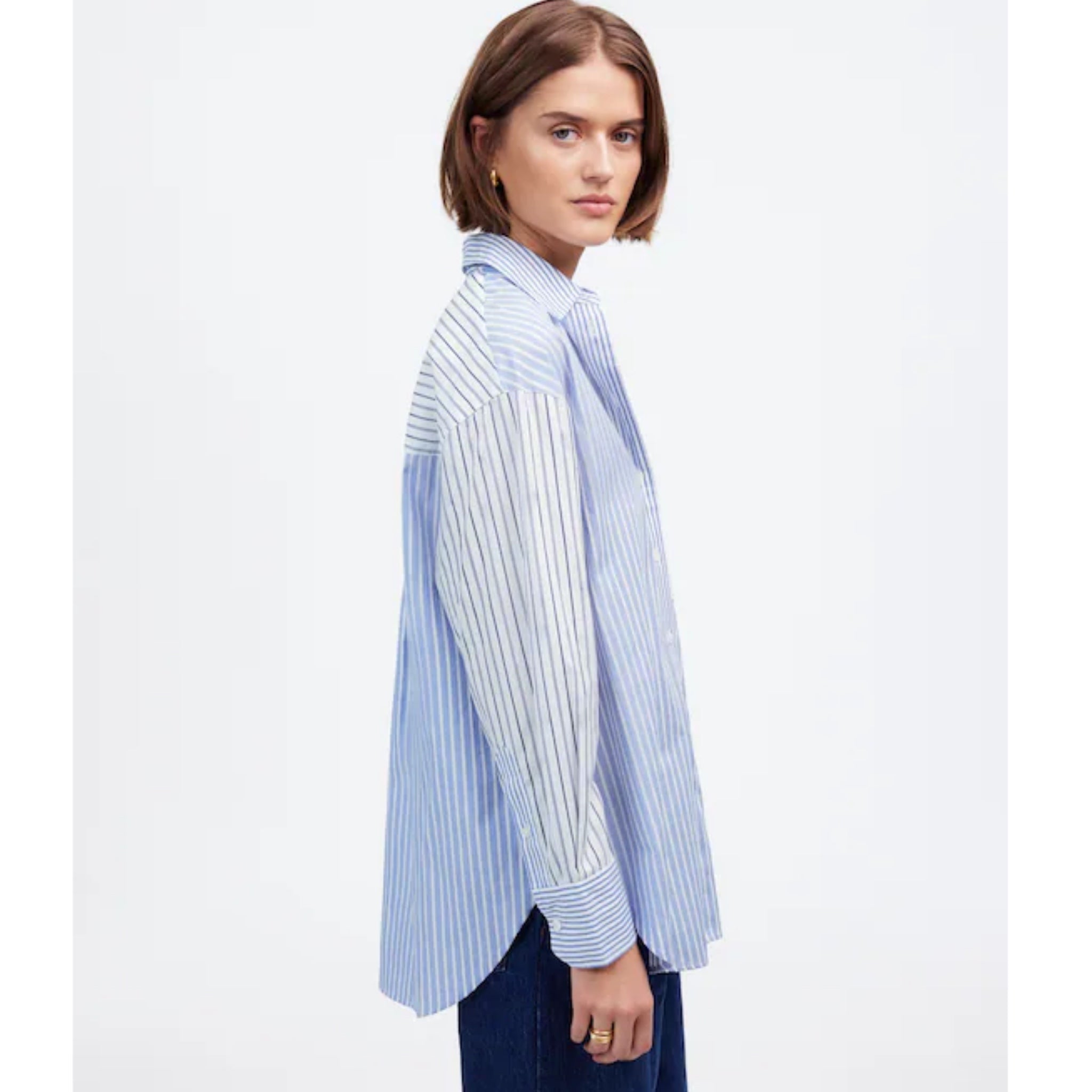 MADEWELL Signature Oversized Blouse Button Up Shirt Preppy Women’s Top Sz M New