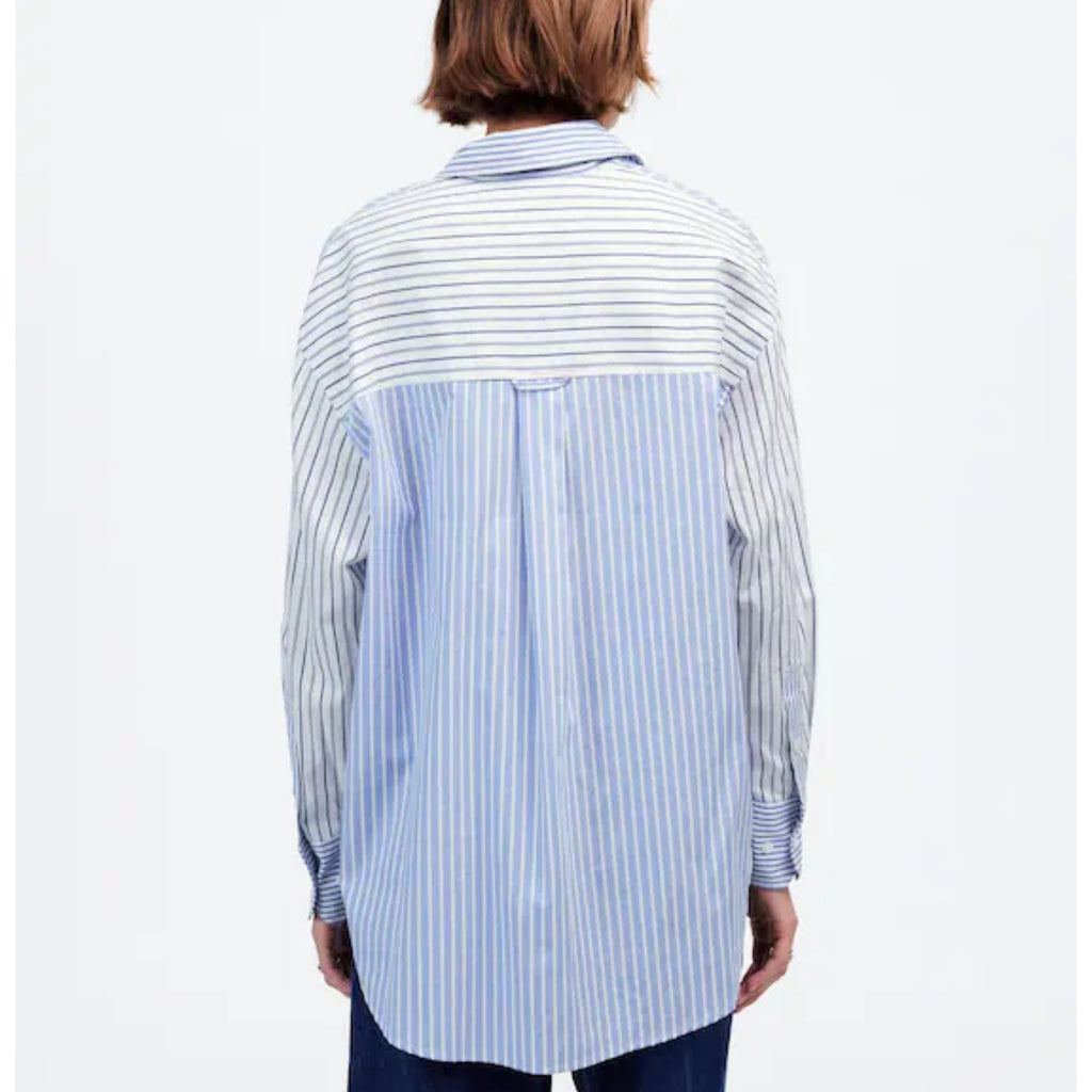 MADEWELL Signature Oversized Blouse Button Up Shirt Preppy Women’s Top Sz M New