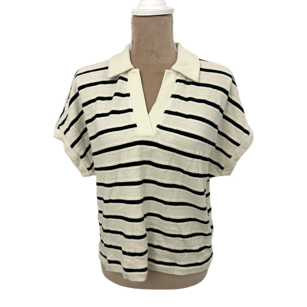 MADEWELL Maumau Polo Women’s Sz Small Striped Oversized Knit Preppy Chic Top NWT