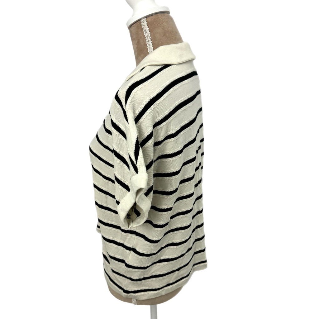 MADEWELL Maumau Polo Women’s Sz Small Striped Oversized Knit Preppy Chic Top NWT