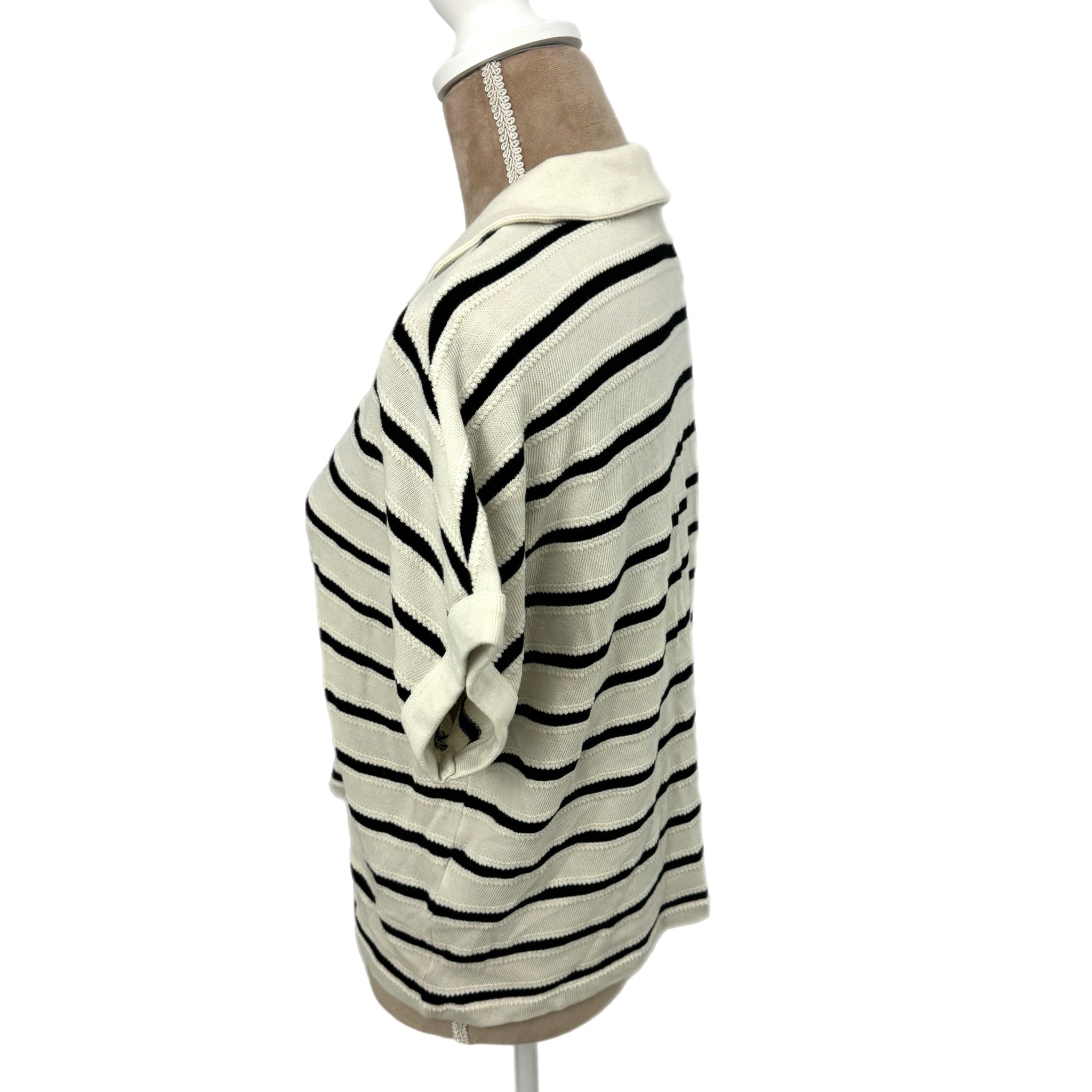 MADEWELL Maumau Polo Women’s Sz Small Striped Oversized Knit Preppy Chic Top NWT