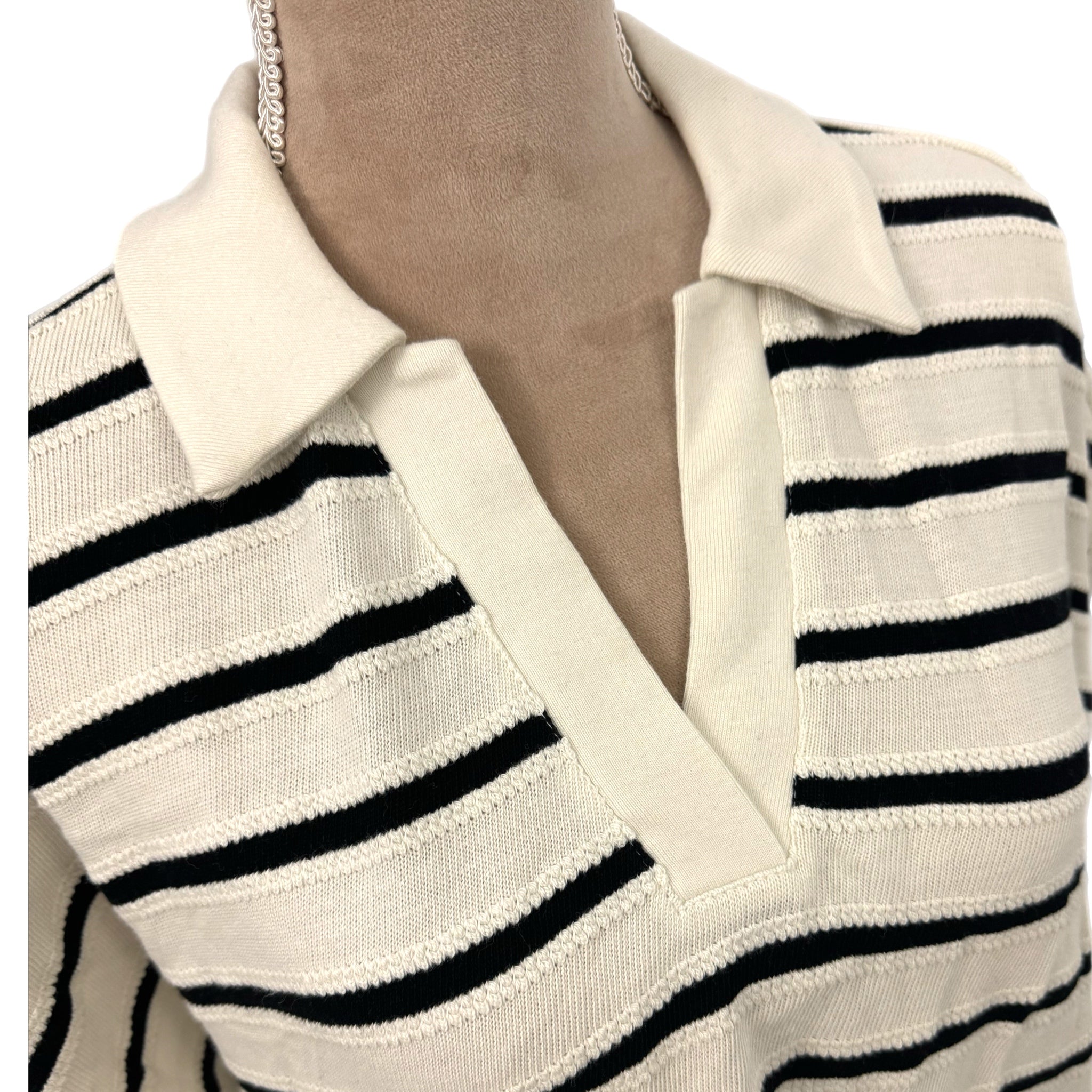 MADEWELL Maumau Polo Women’s Sz Small Striped Oversized Knit Preppy Chic Top NWT