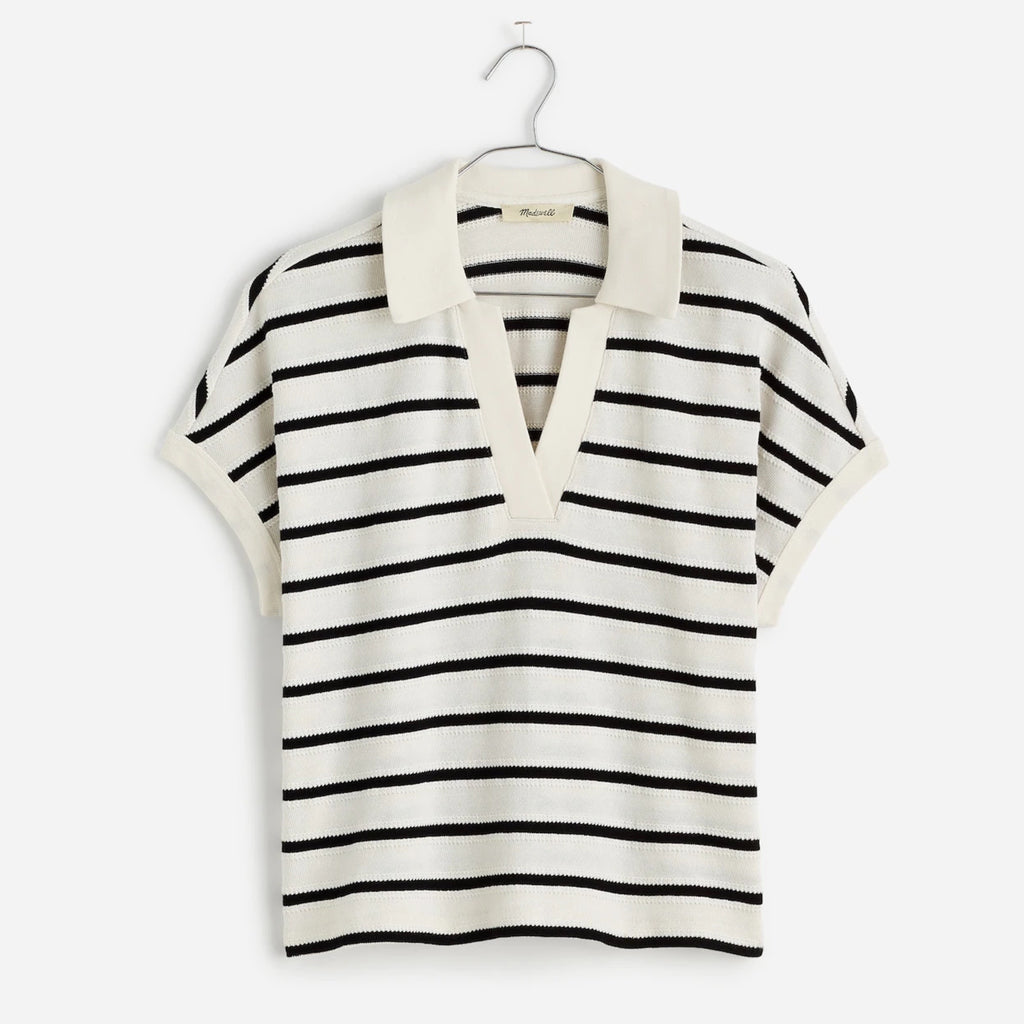 MADEWELL Maumau Polo Women’s Sz Small Striped Oversized Knit Preppy Chic Top NWT
