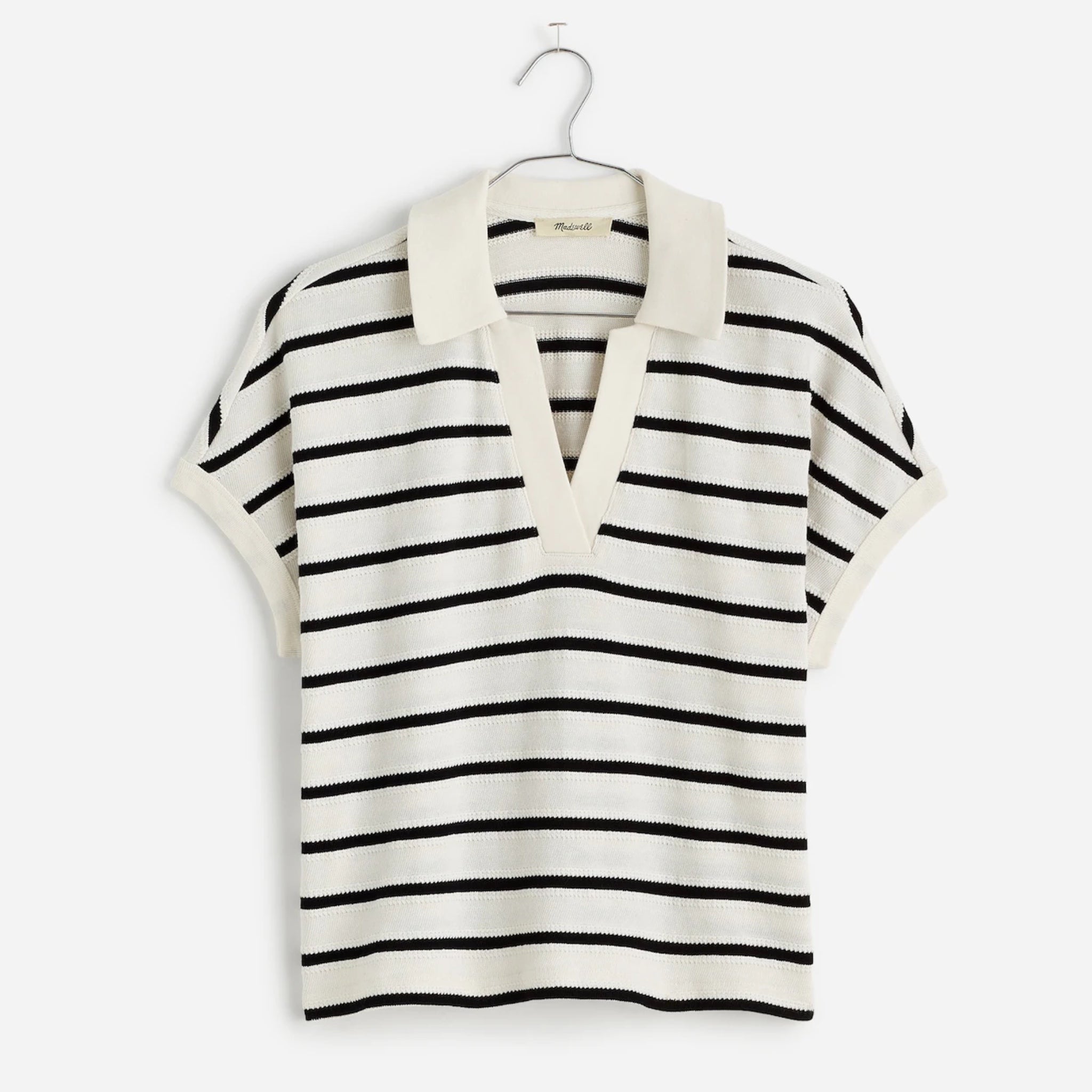 MADEWELL Maumau Polo Women’s Sz Small Striped Oversized Knit Preppy Chic Top NWT