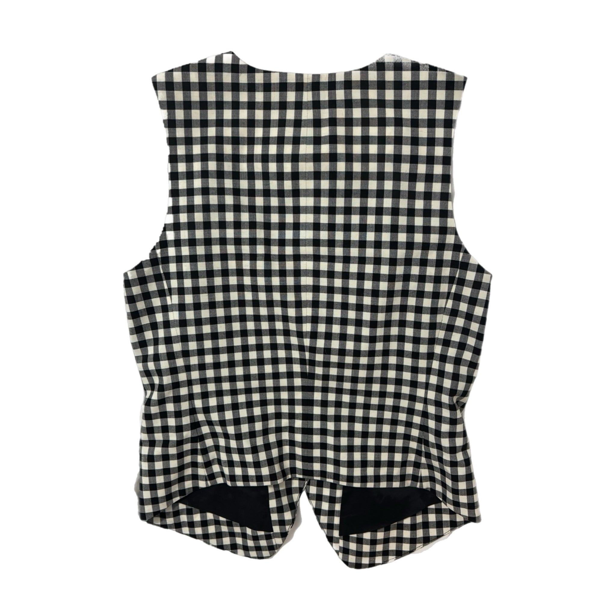 MADEWELL Wool Blend Preppy Gingham Vest Top Womens Sz 2 Black Check NWT $118