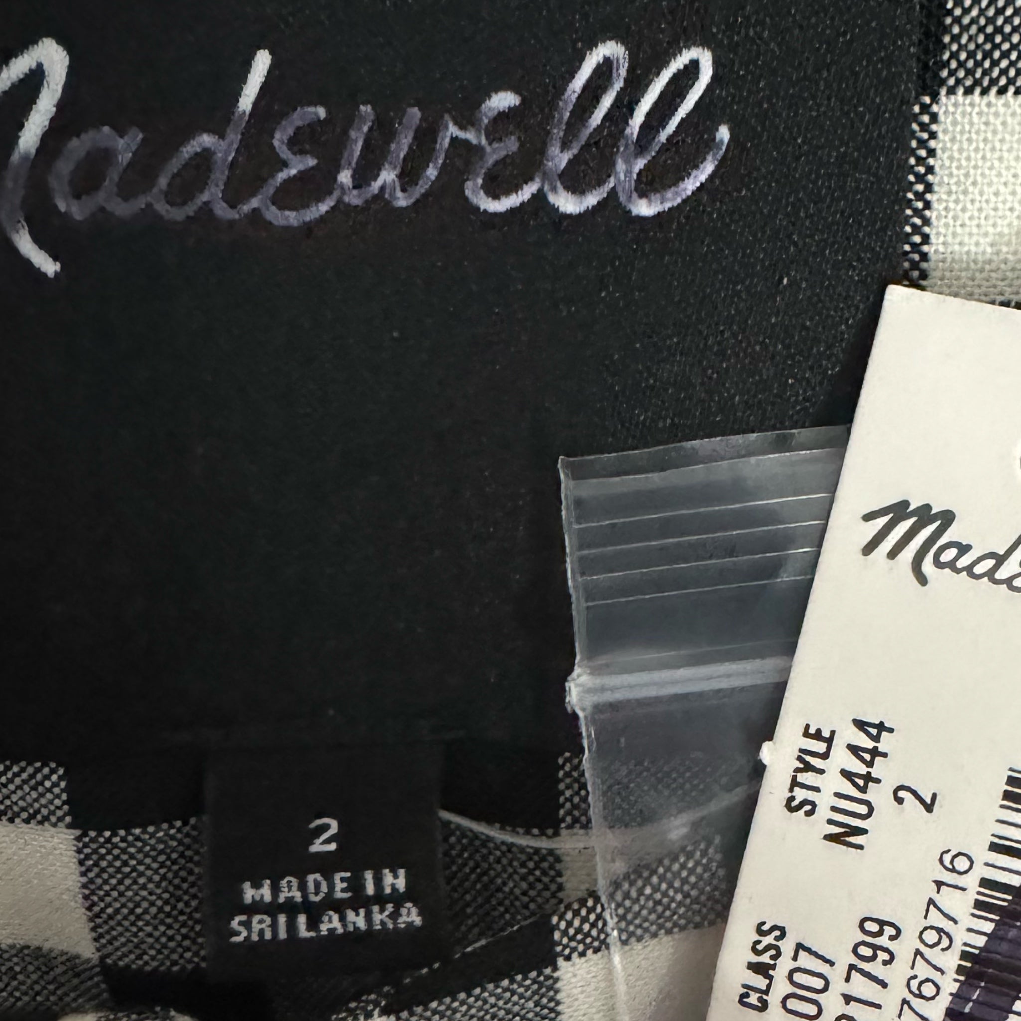 MADEWELL Wool Blend Preppy Gingham Vest Top Womens Sz 2 Black Check NWT $118