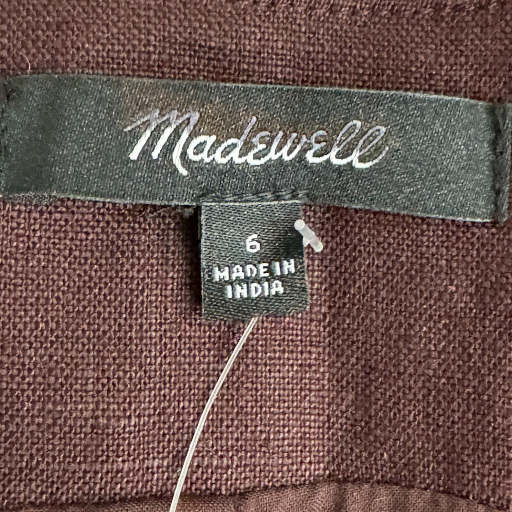 Madewell Women’s Linen Vest Size 6 Brown Scoop Neck Tailored Cutaway NWT $98