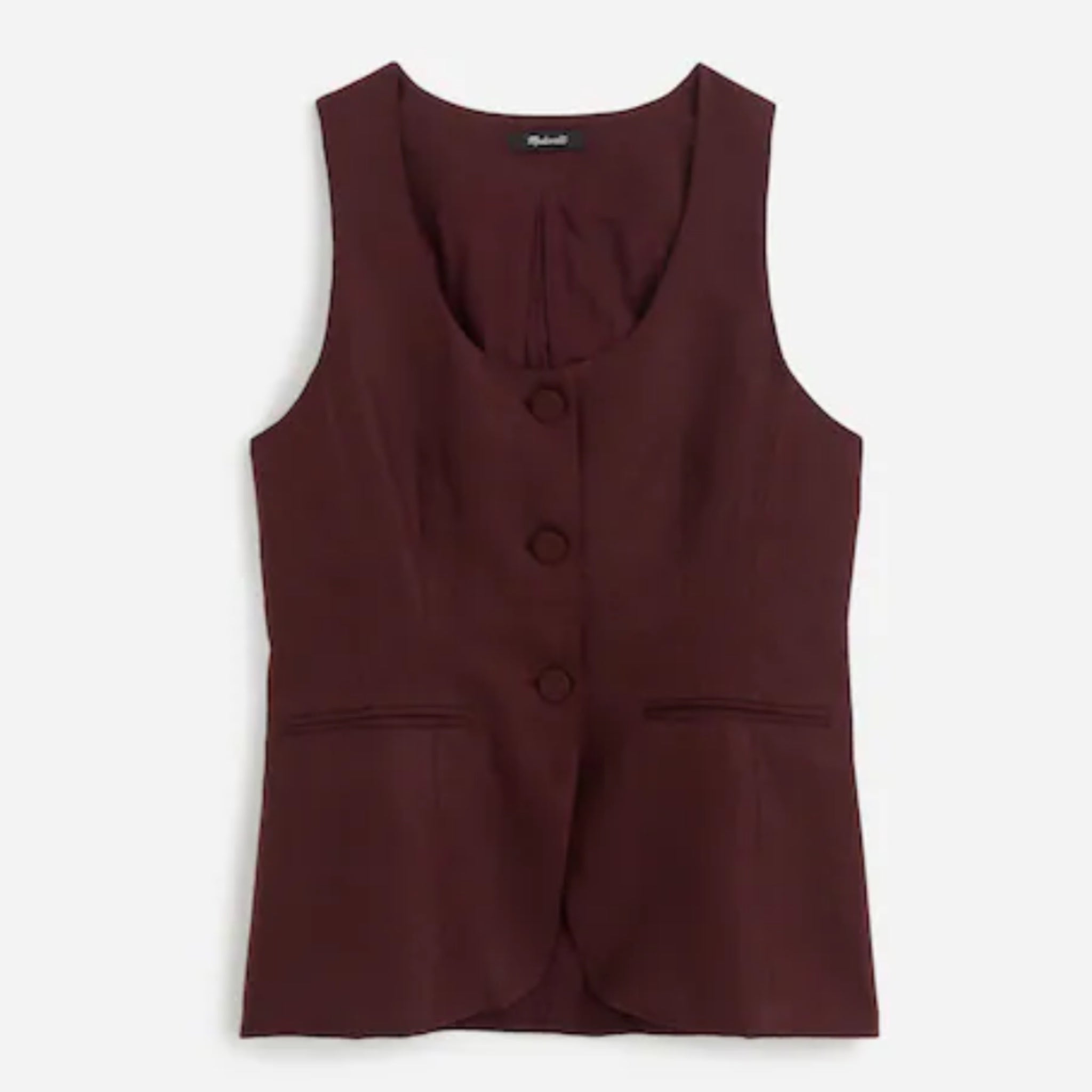 Madewell Women’s Linen Vest Size 6 Brown Scoop Neck Tailored Cutaway NWT $98