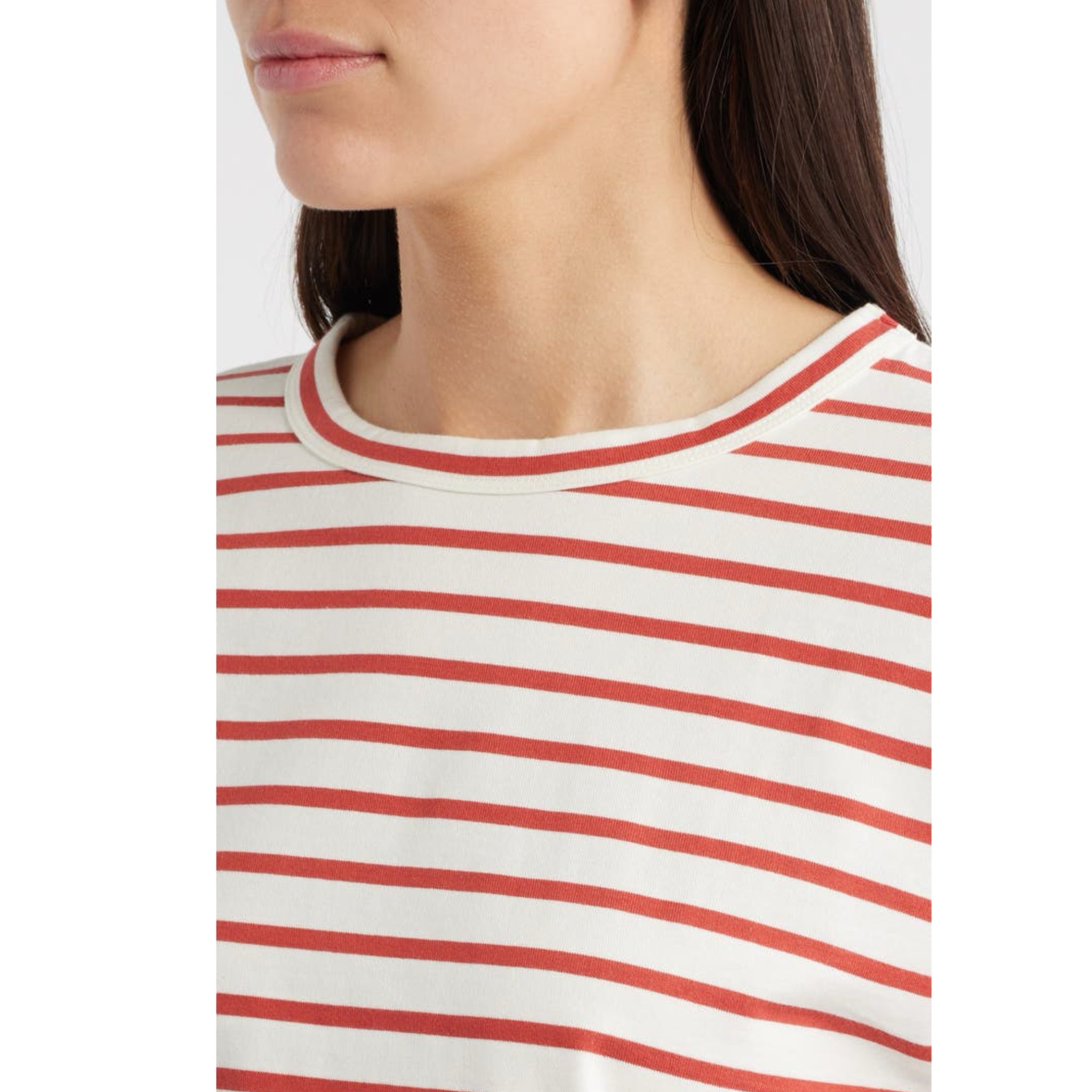 Madewell Everyday Boxy Cotton Crop T-Shirt Red Stripe Size M Crew Neck NWT $65