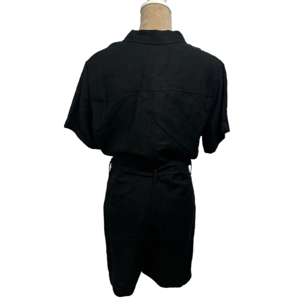 RAILS Women's Georgie Linen Blend Shorts Romper Black Sz L Jumpsuit Designer New