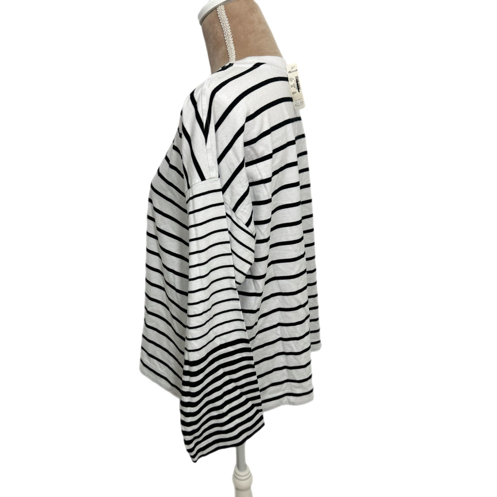 MADEWELL Oversized Striped Long Sleeve Tee Shirt Women’s XS/S Relaxed MSRP $62