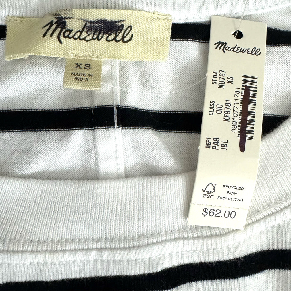 MADEWELL Oversized Striped Long Sleeve Tee Shirt Women’s XS/S Relaxed MSRP $62