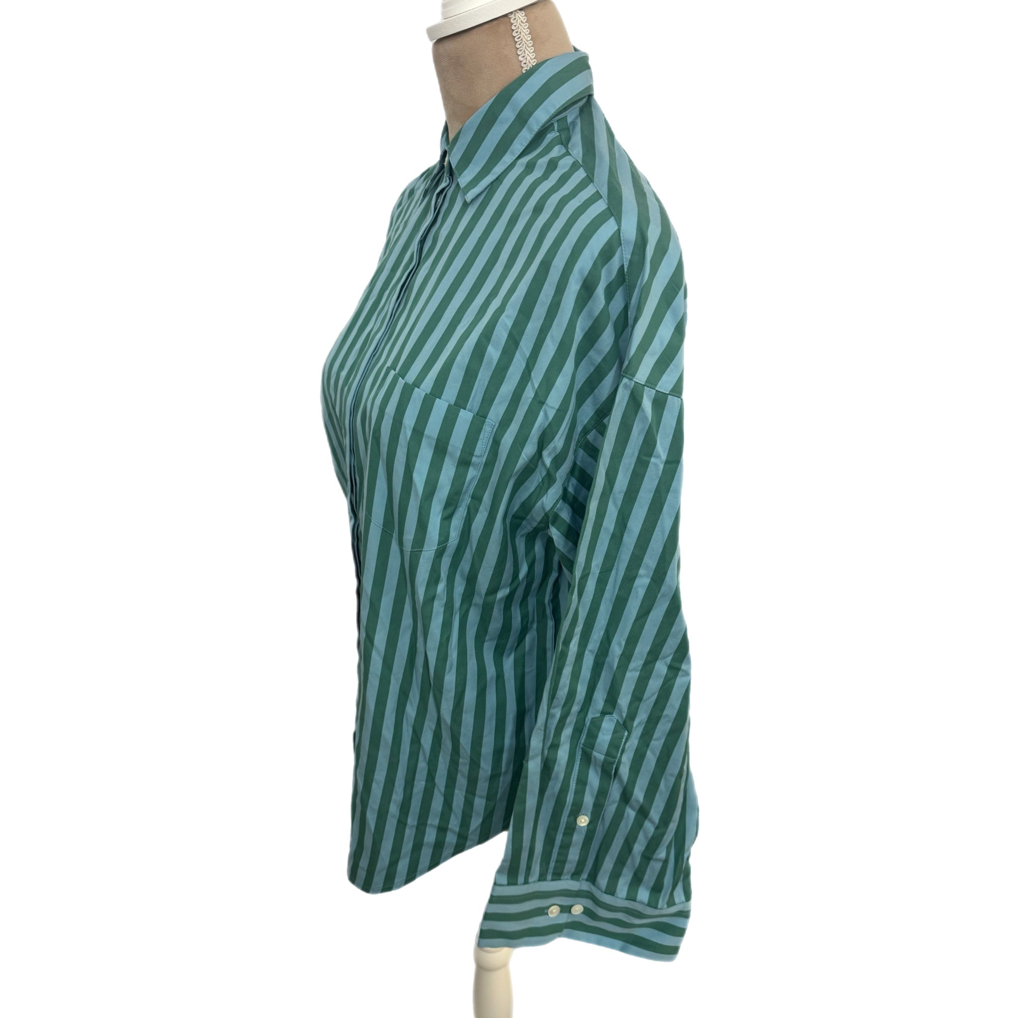 Madewell Striped Preppy Poplin Oversized Shirt XS/S Boxy Button Down Blouse New