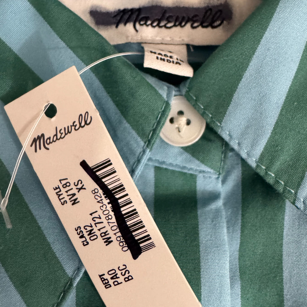 Madewell Striped Preppy Poplin Oversized Shirt XS/S Boxy Button Down Blouse New