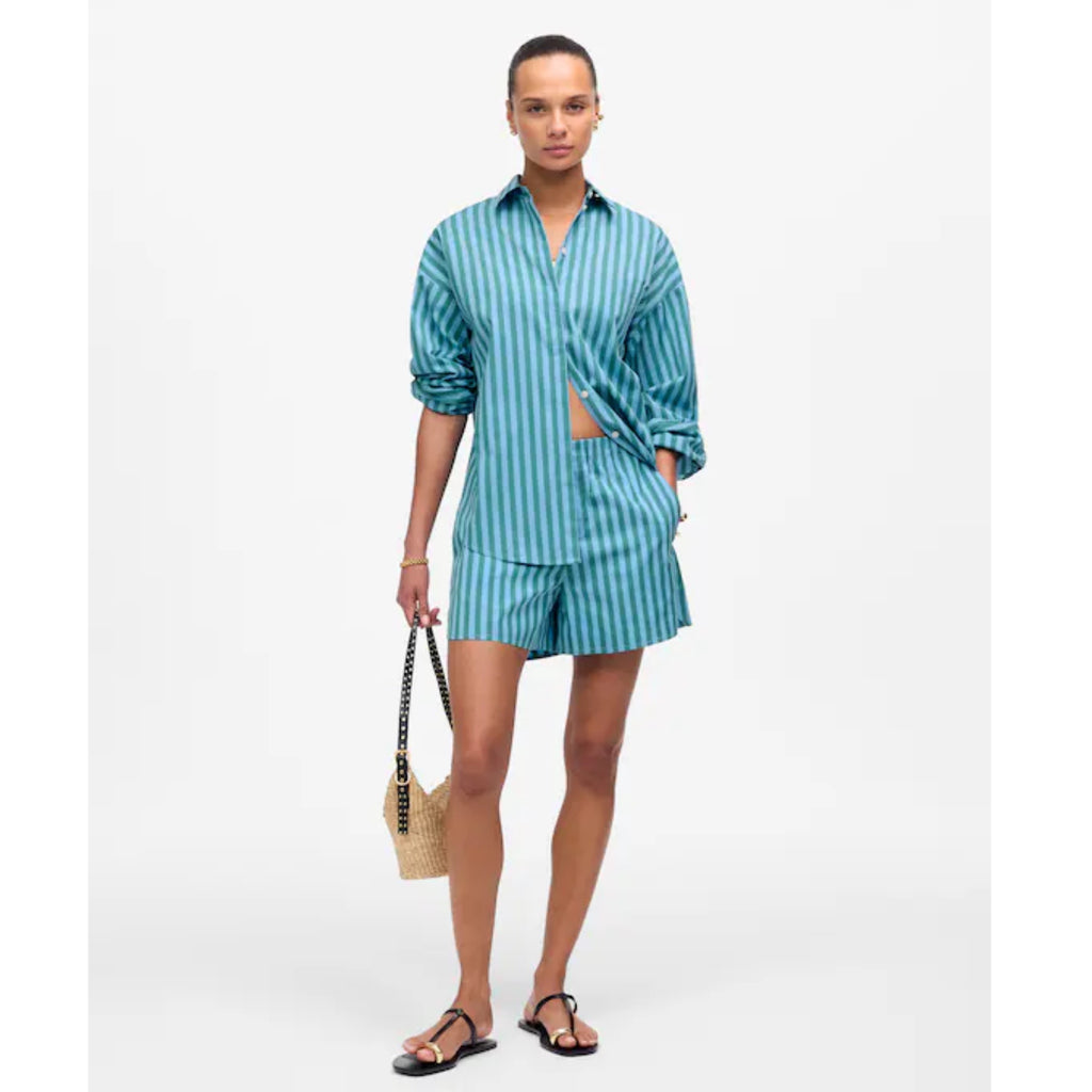 Madewell Striped Preppy Poplin Oversized Shirt XS/S Boxy Button Down Blouse New